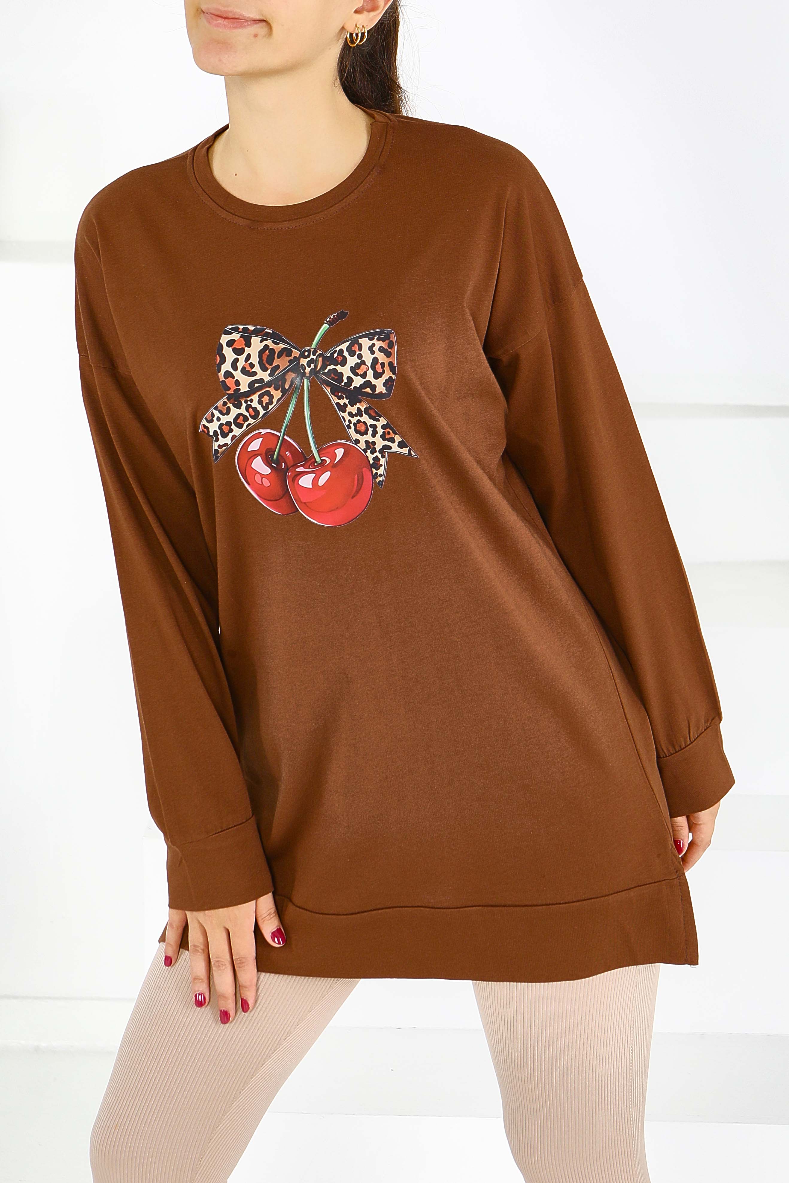 Uzun Kollu Baskılı Tunik - 27588 - 1