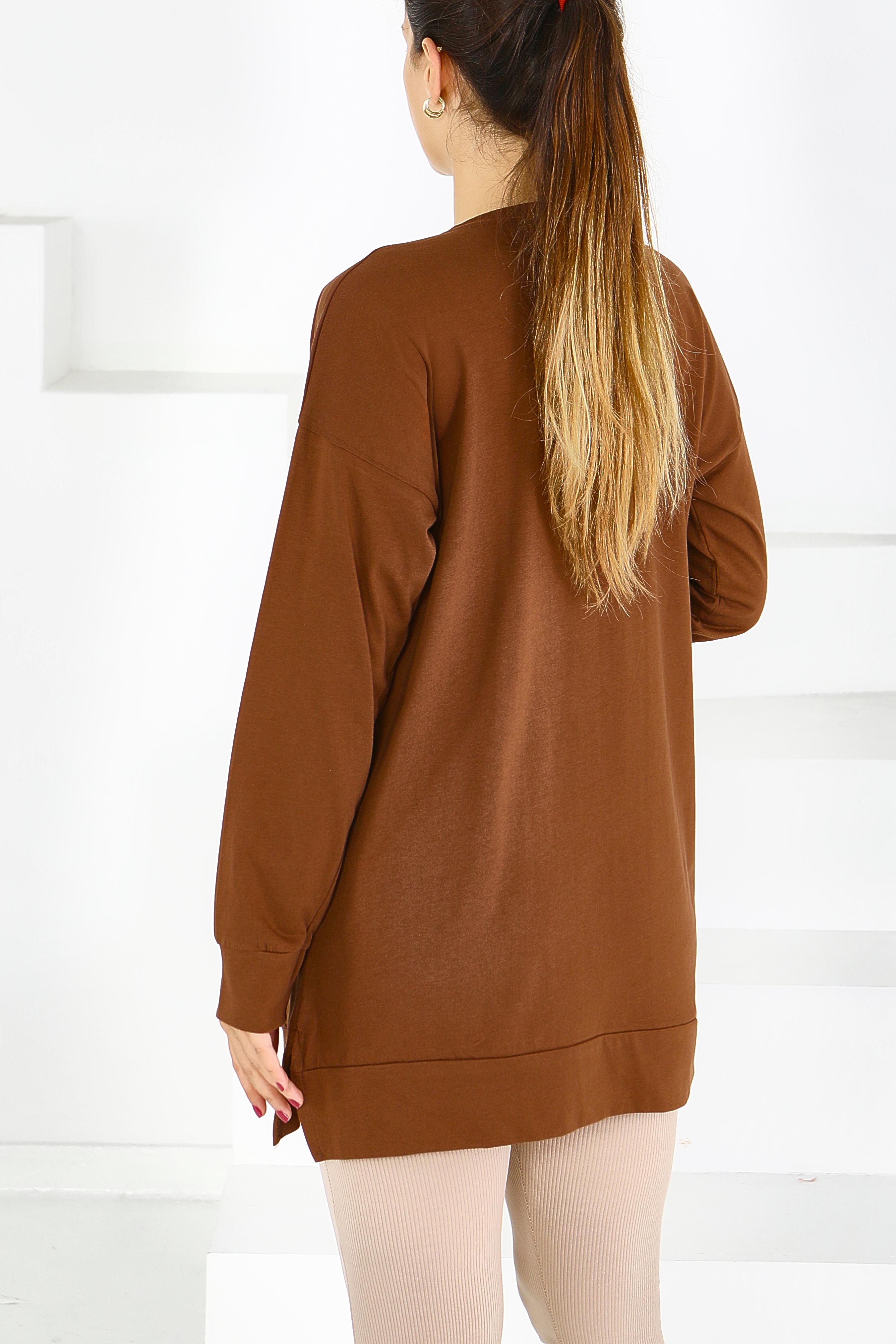 Uzun Kollu Baskılı Tunik - 27588 - 4