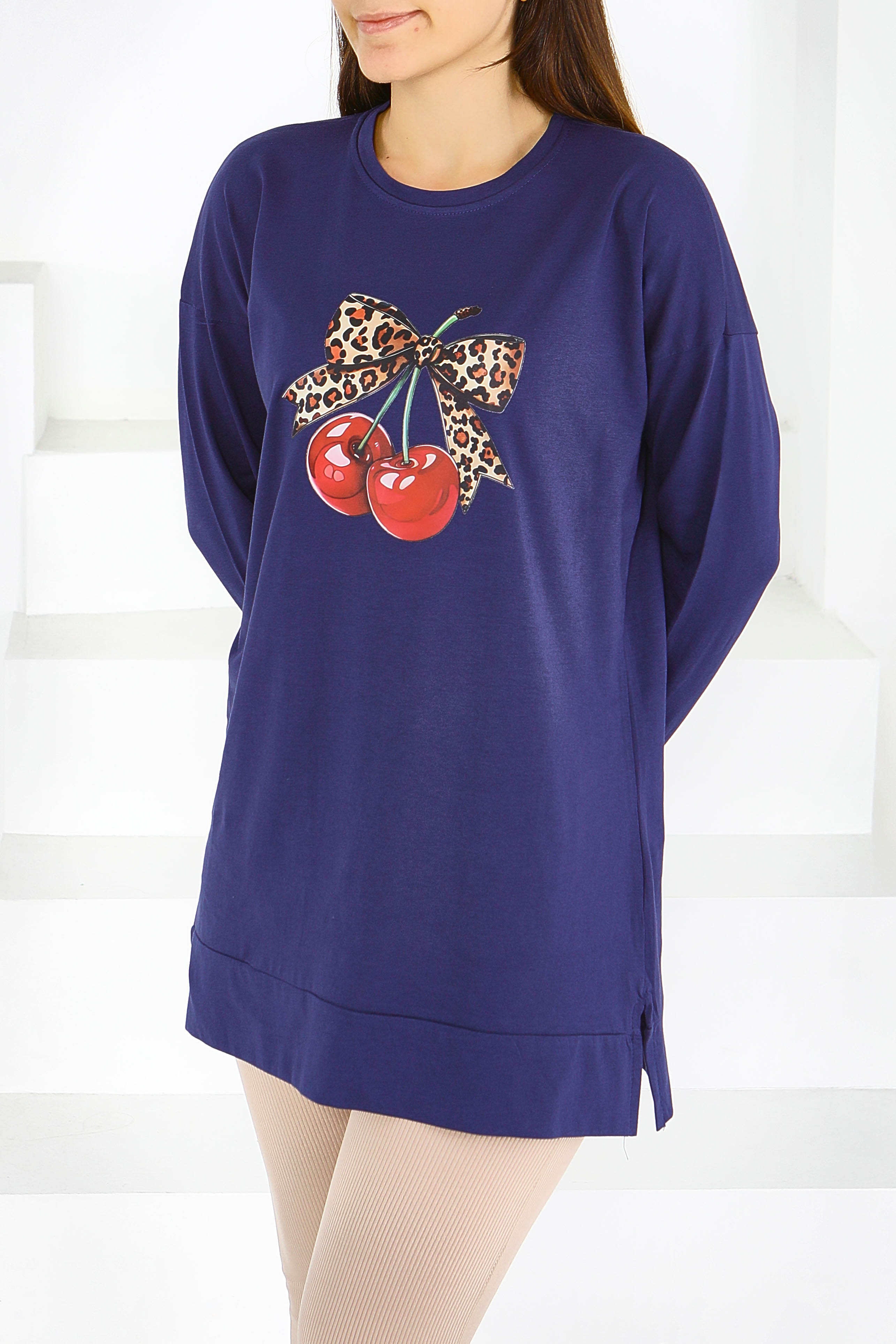 Uzun Kollu Baskılı Tunik - 27588 - 2