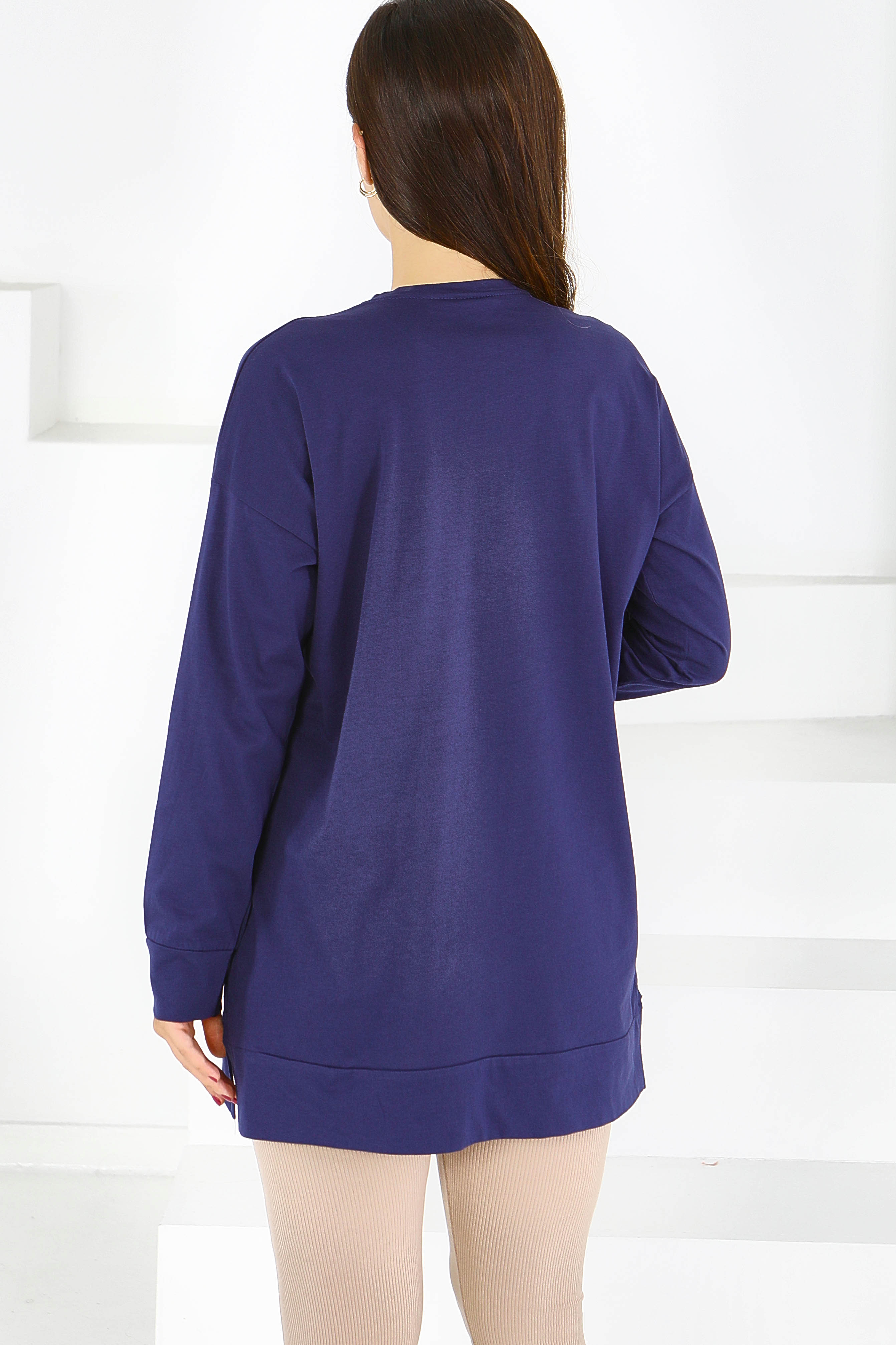 Uzun Kollu Baskılı Tunik - 27588 - 4