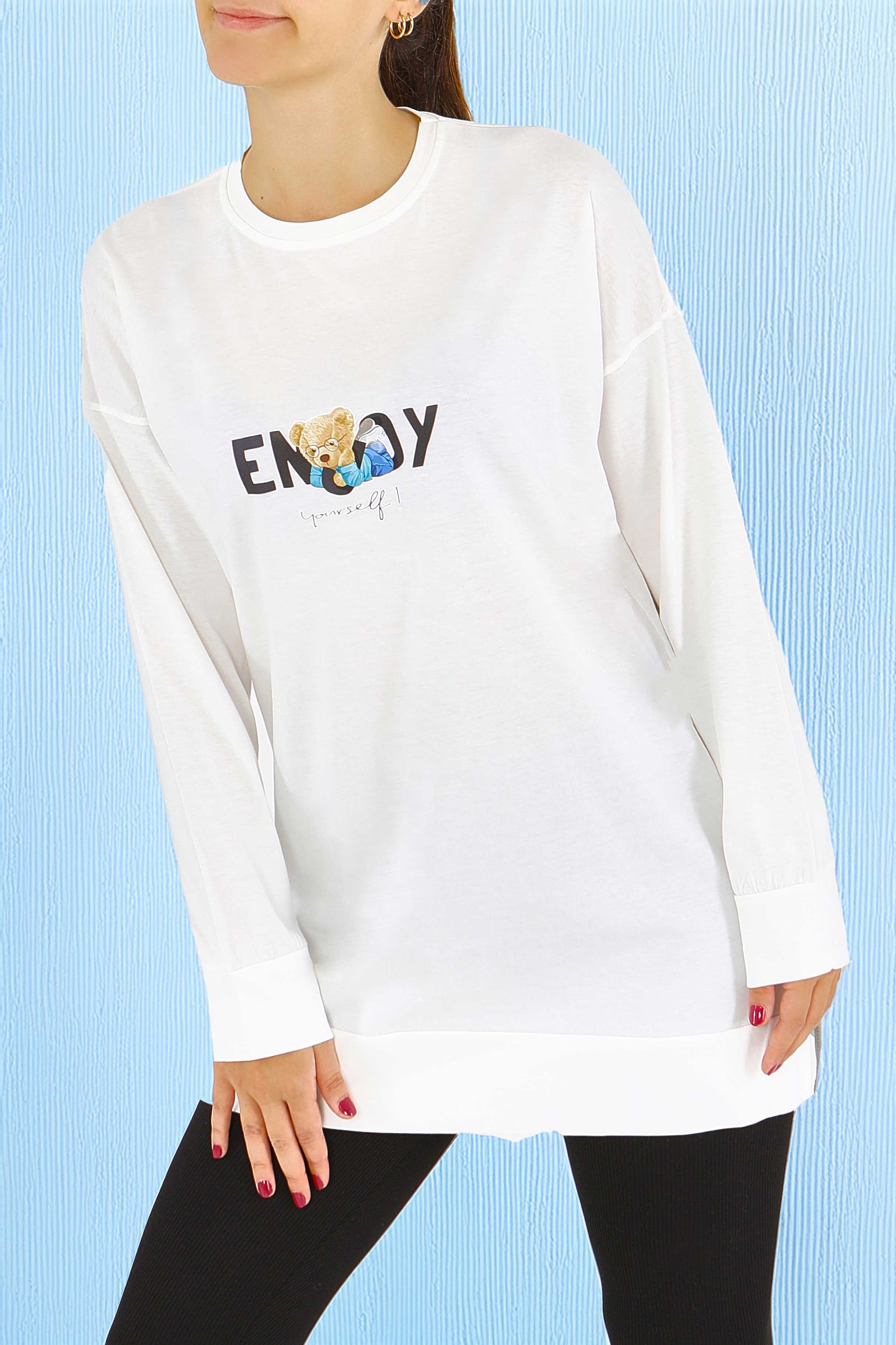 Uzun Kollu Baskılı Tunik - 27589 - 1