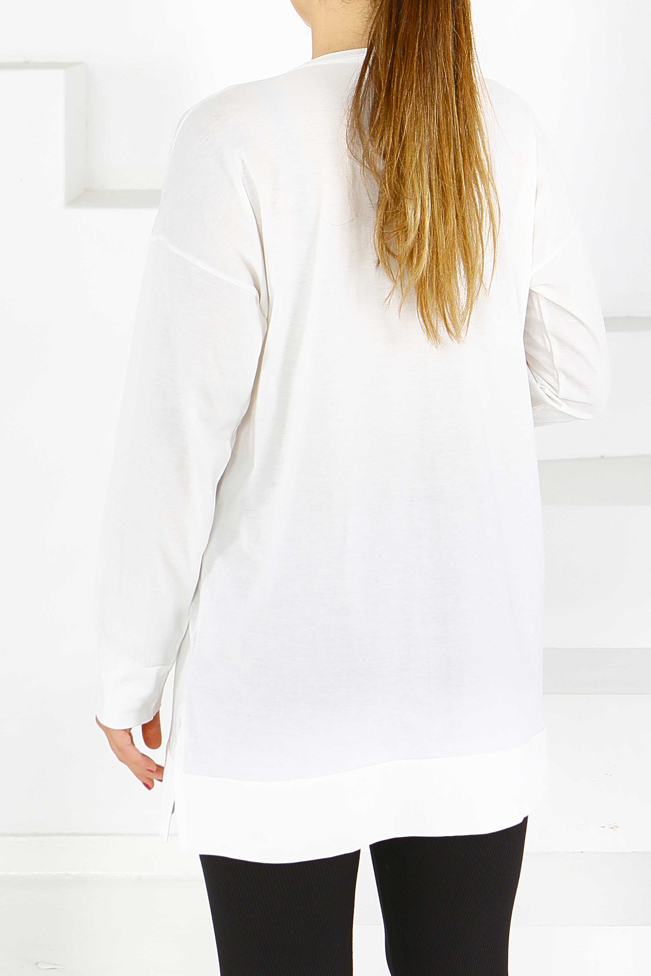 Uzun Kollu Baskılı Tunik - 27589 - 4