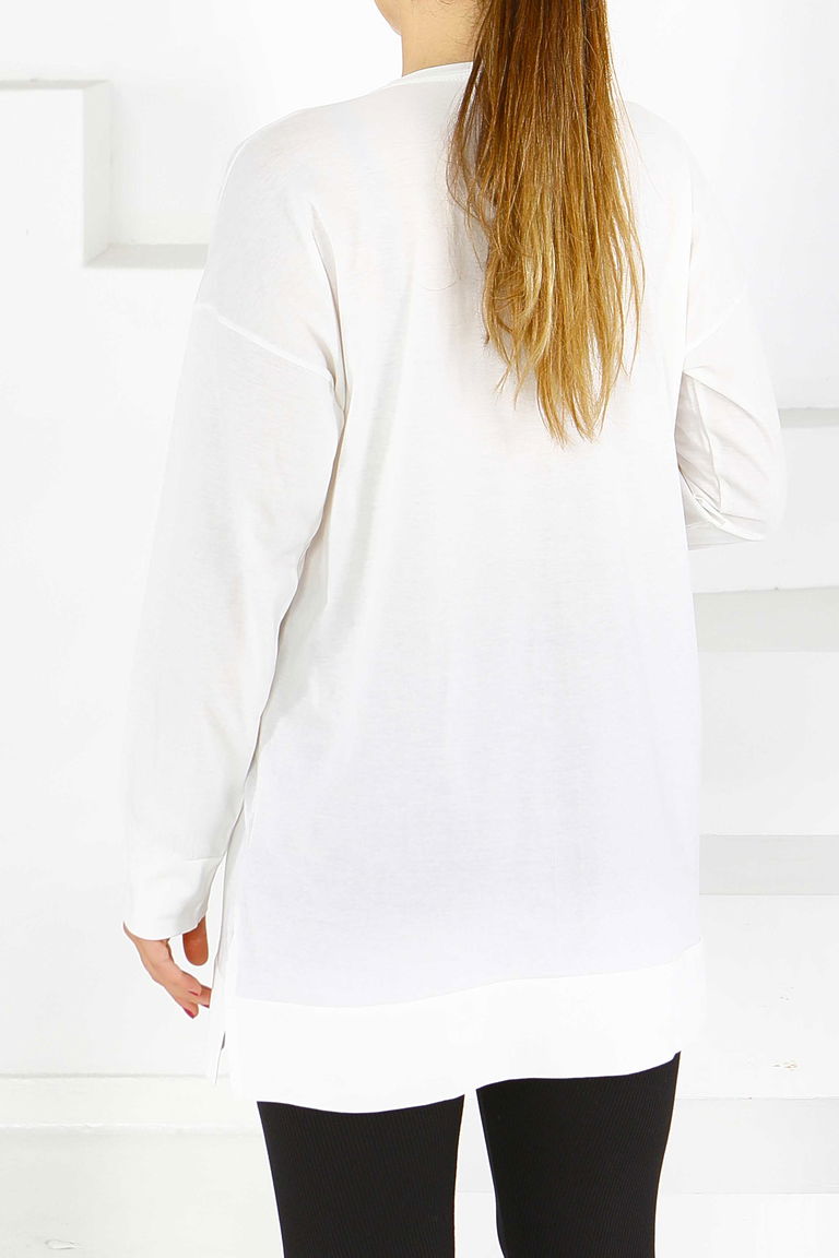 Uzun Kollu Baskılı Tunik - 27589 - TOFİSA