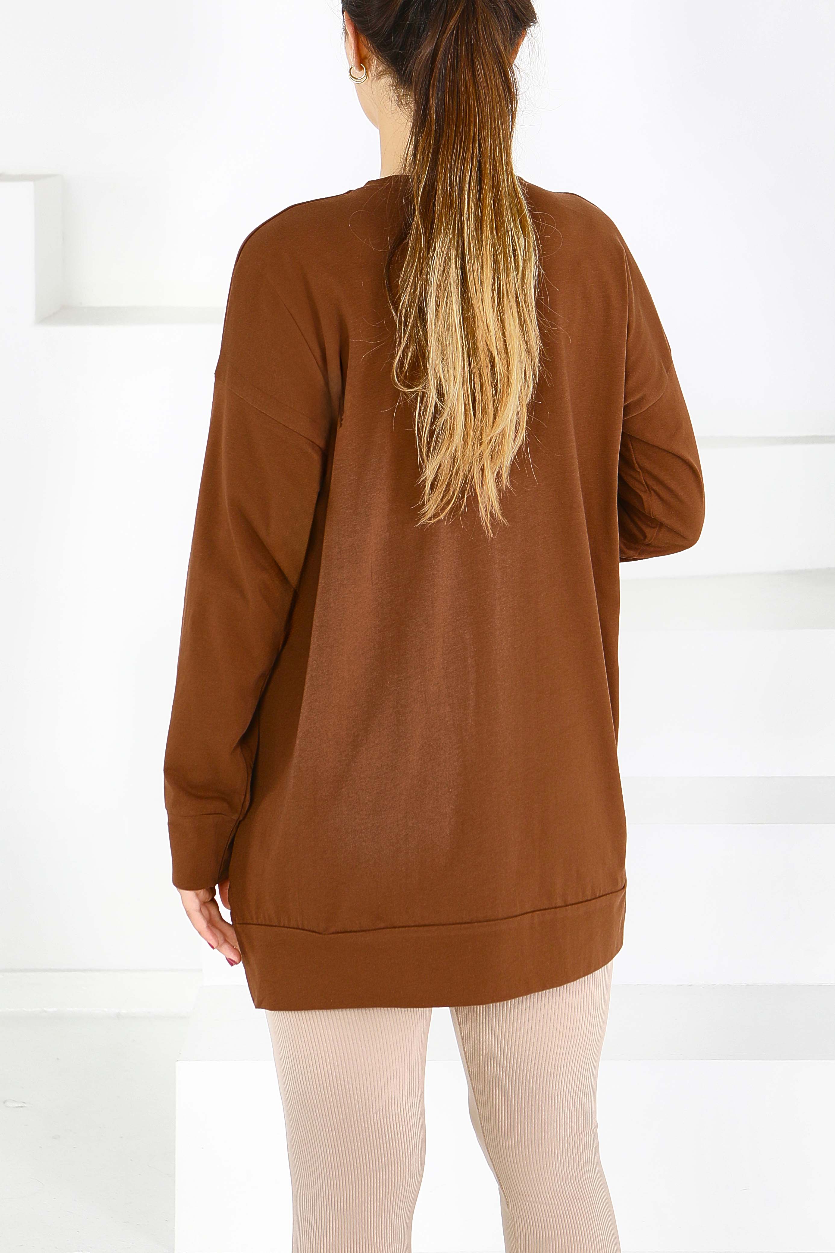 Uzun Kollu Baskılı Tunik - 27589 - 4