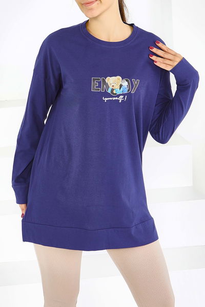 Uzun Kollu Baskılı Tunik - 27589 