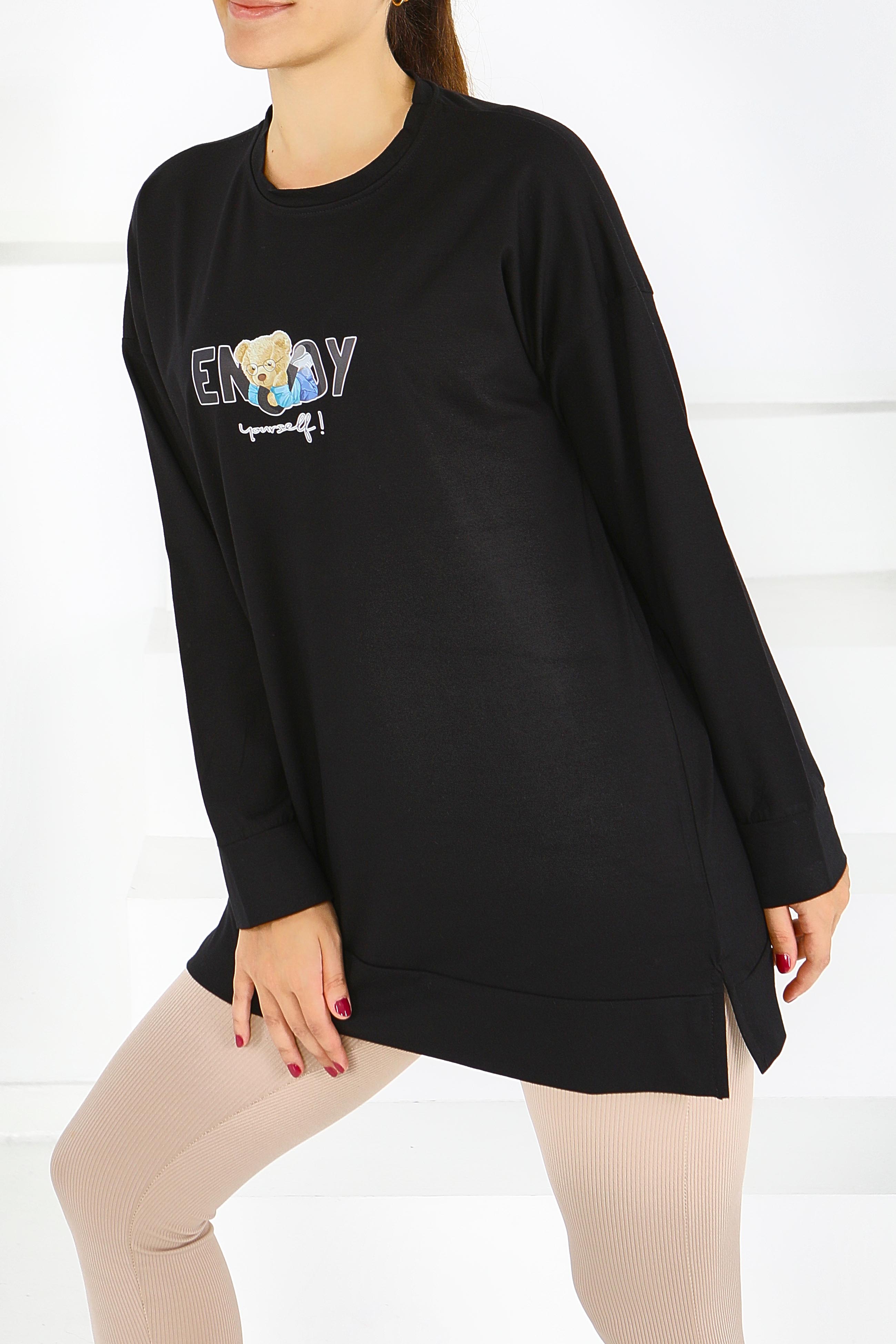 Uzun Kollu Baskılı Tunik - 27589 - 3