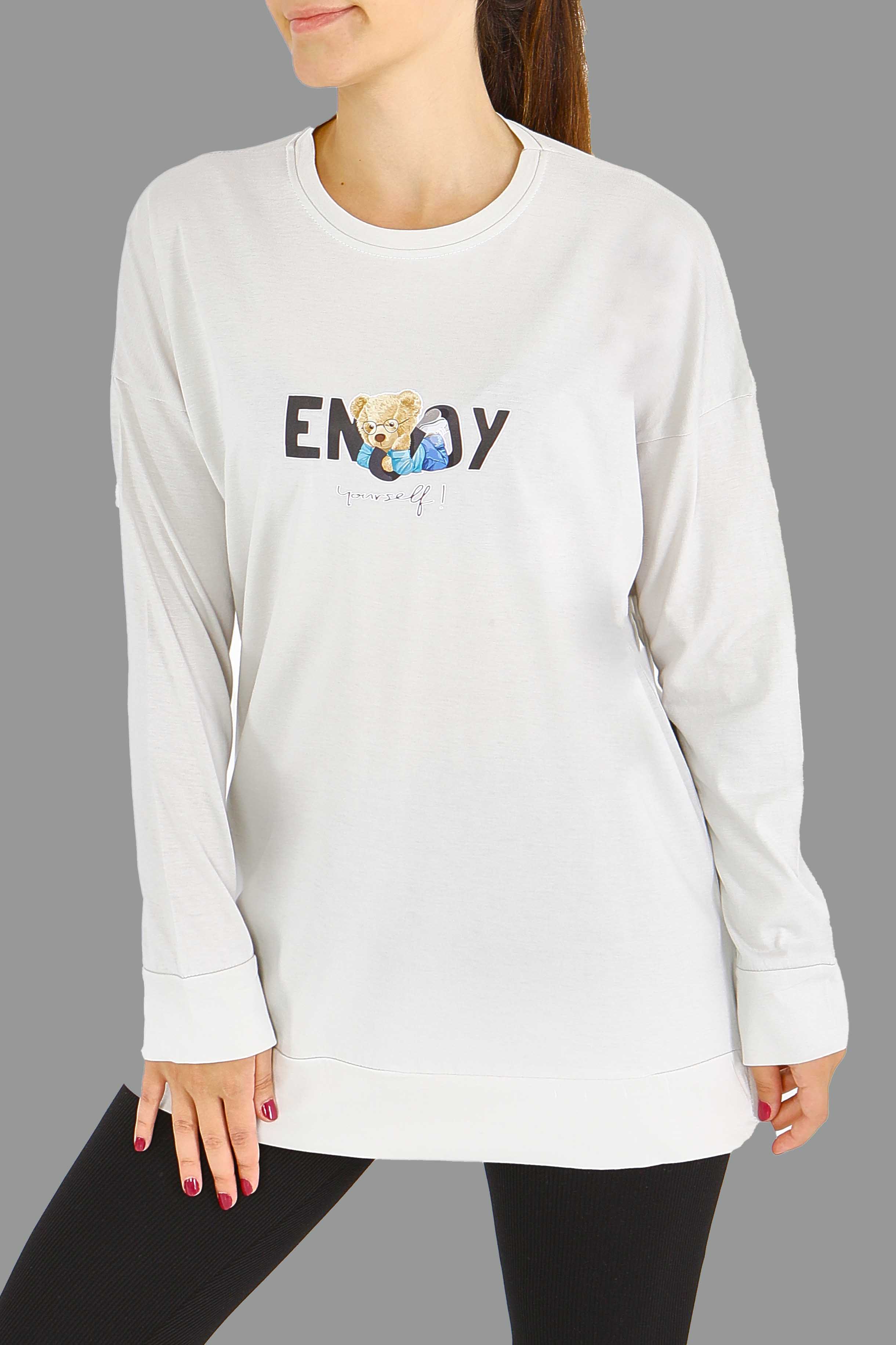 Uzun Kollu Baskılı Tunik - 27589 - 1