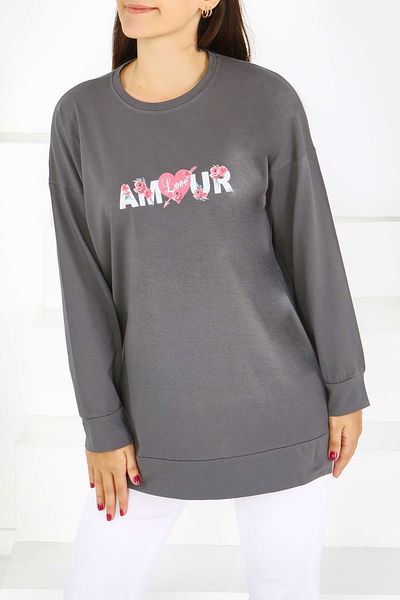 Uzun Kollu Baskılı Tunik - 27584 