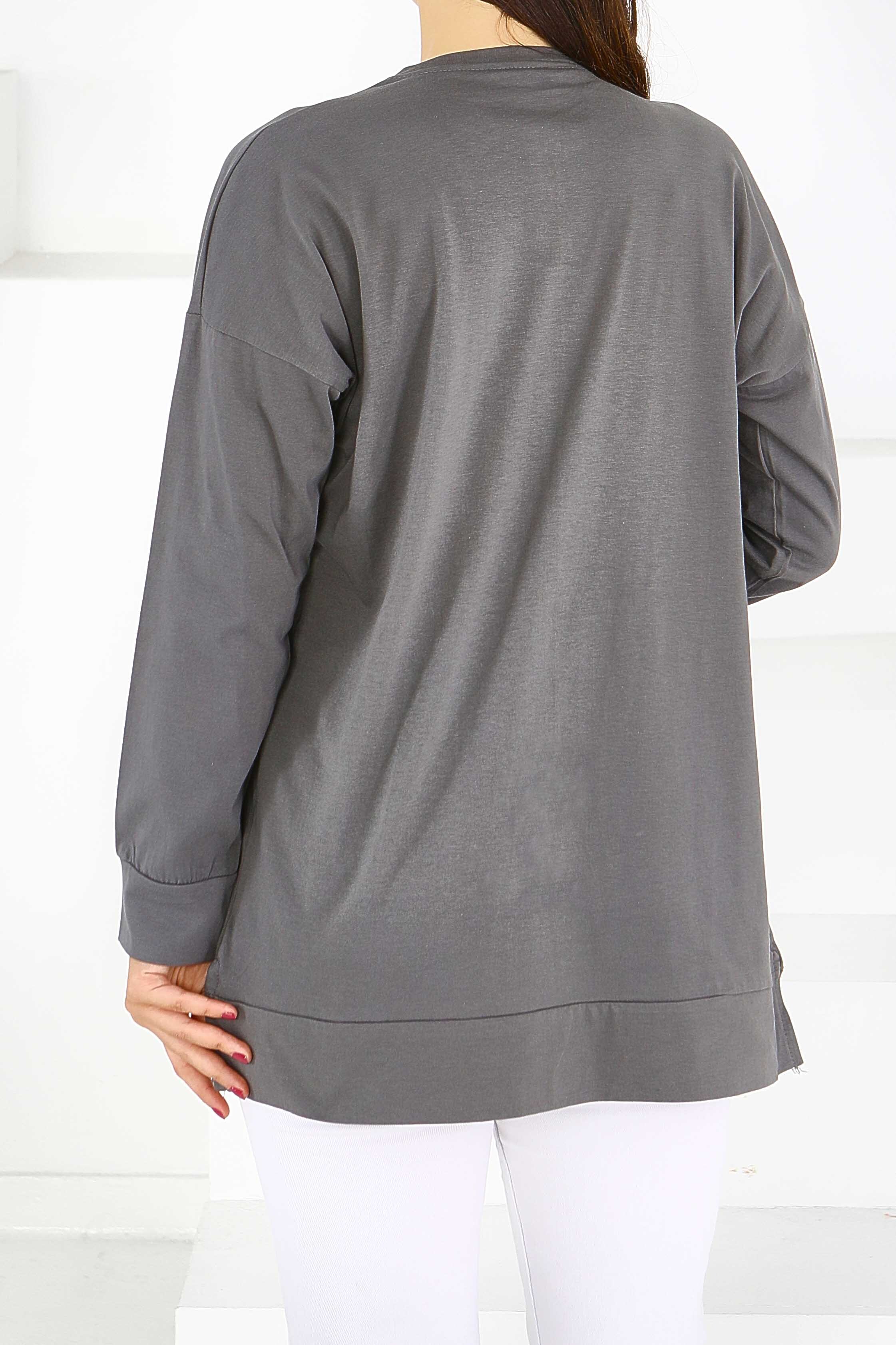 Uzun Kollu Baskılı Tunik - 27584 - 4