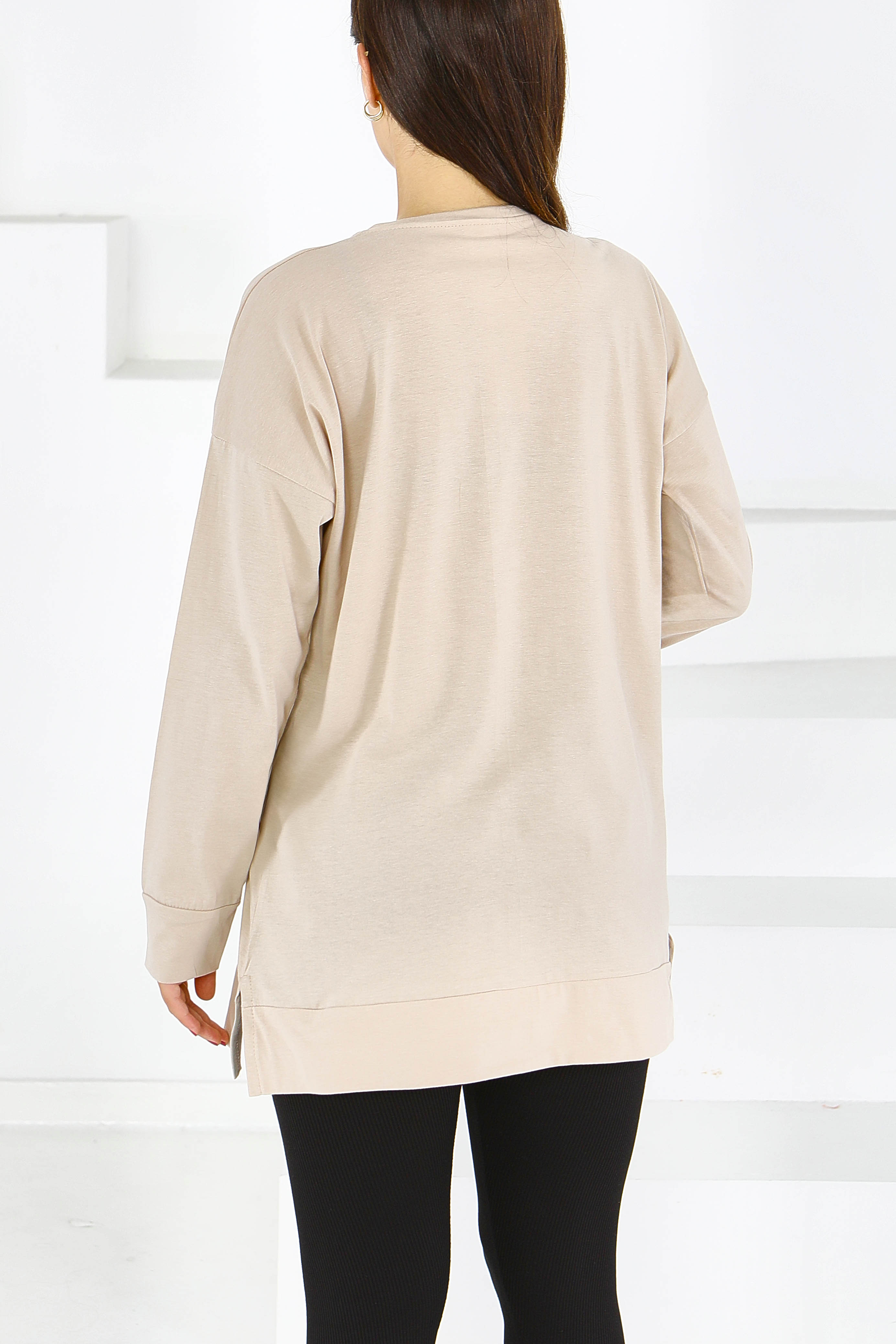 Uzun Kollu Baskılı Tunik - 27585 - 4