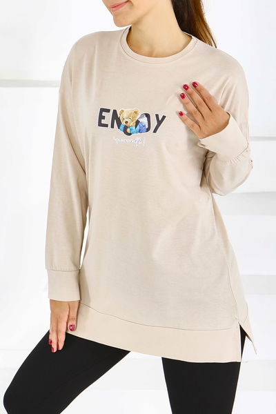 Uzun Kollu Baskılı Tunik - 27589 