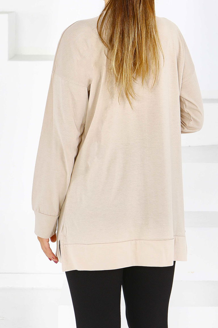 Uzun Kollu Baskılı Tunik - 27589 - TOFİSA