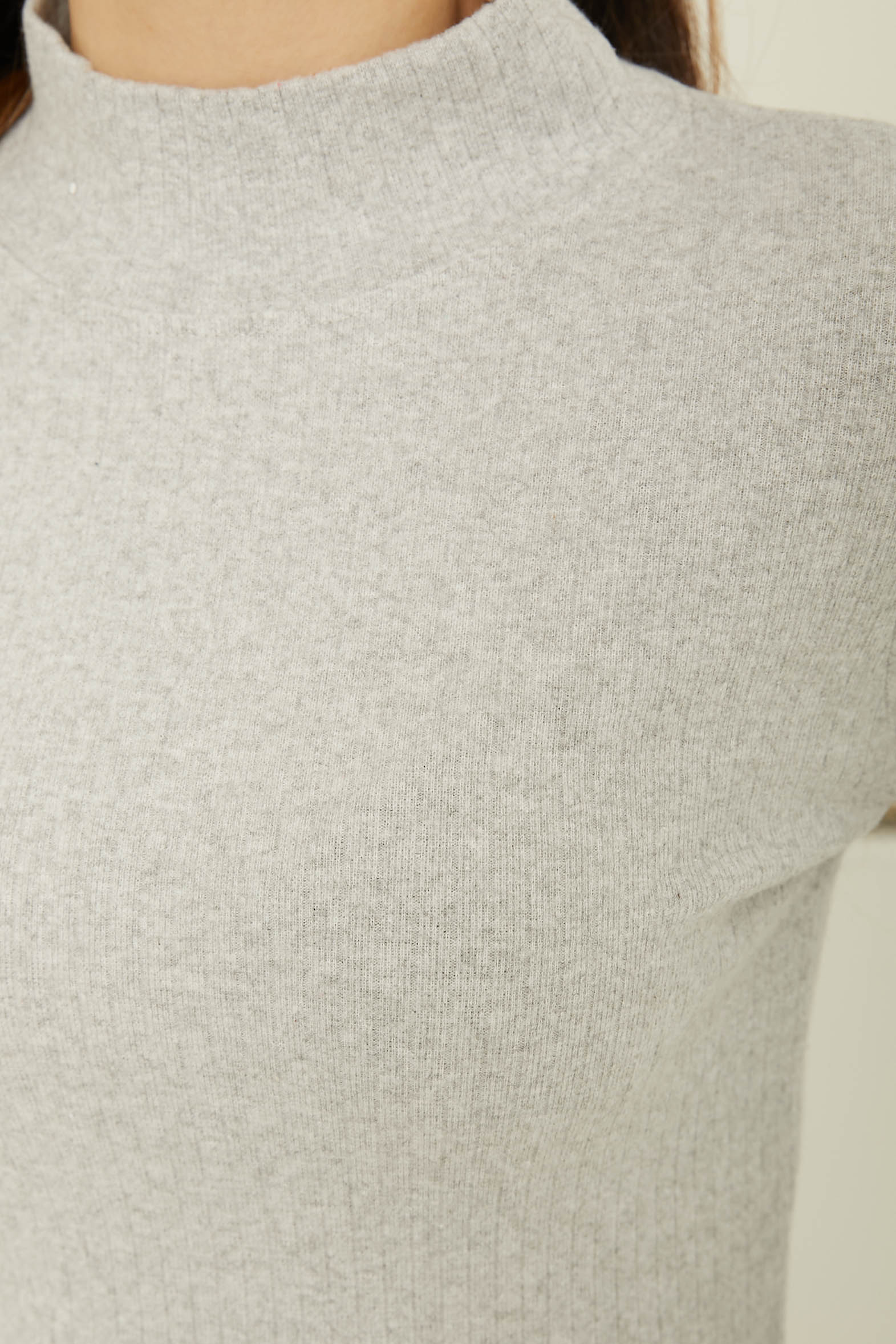 Uzun Kollu Crop Gri - 26773 - 4