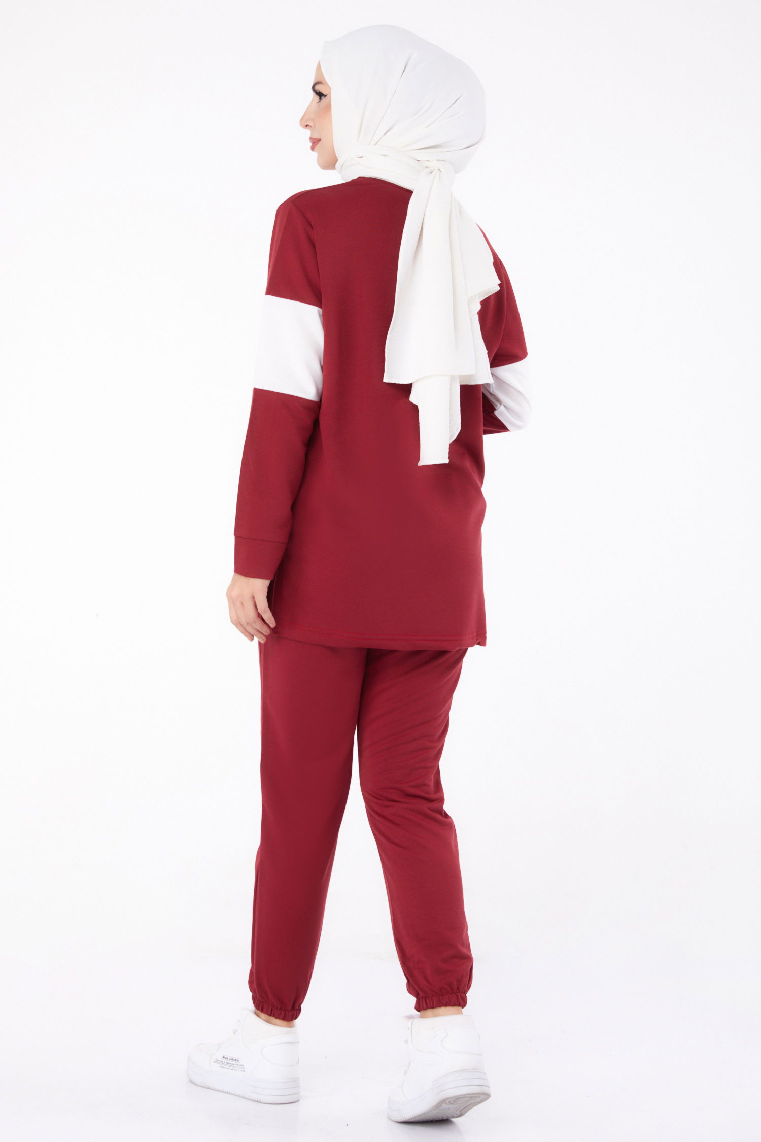 Uzun Kollu Garnili Eşoman Takımı - 13125-BORDO - 19