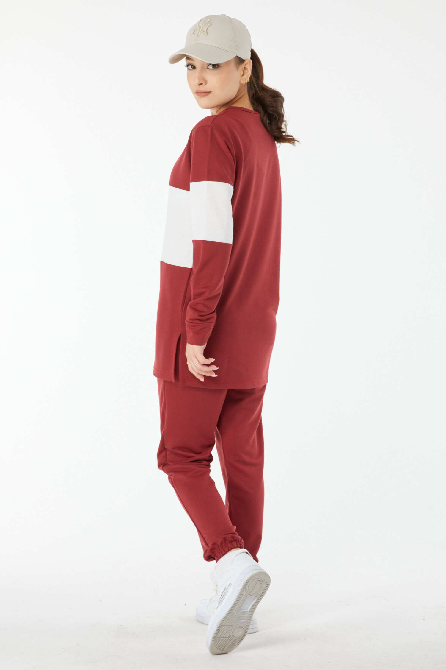 Uzun Kollu Garnili Eşoman Takımı - 13125-BORDO - 12