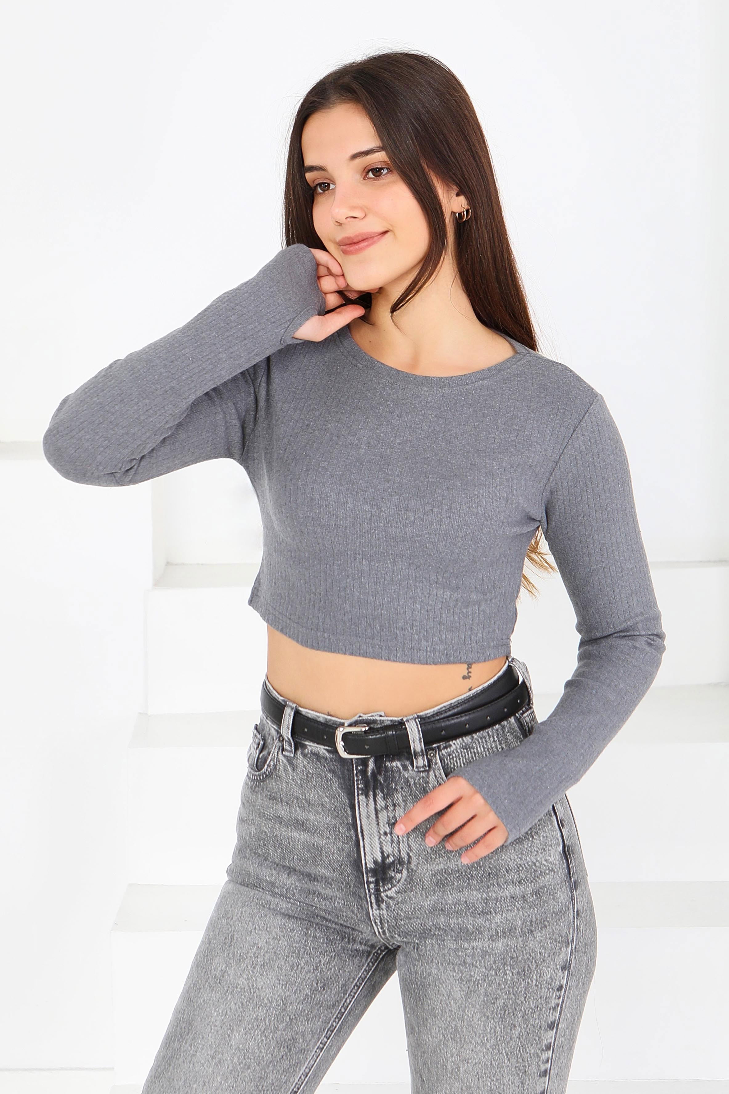 Uzun Kollu Kaşkorse Crop - 27817-FUME - 3