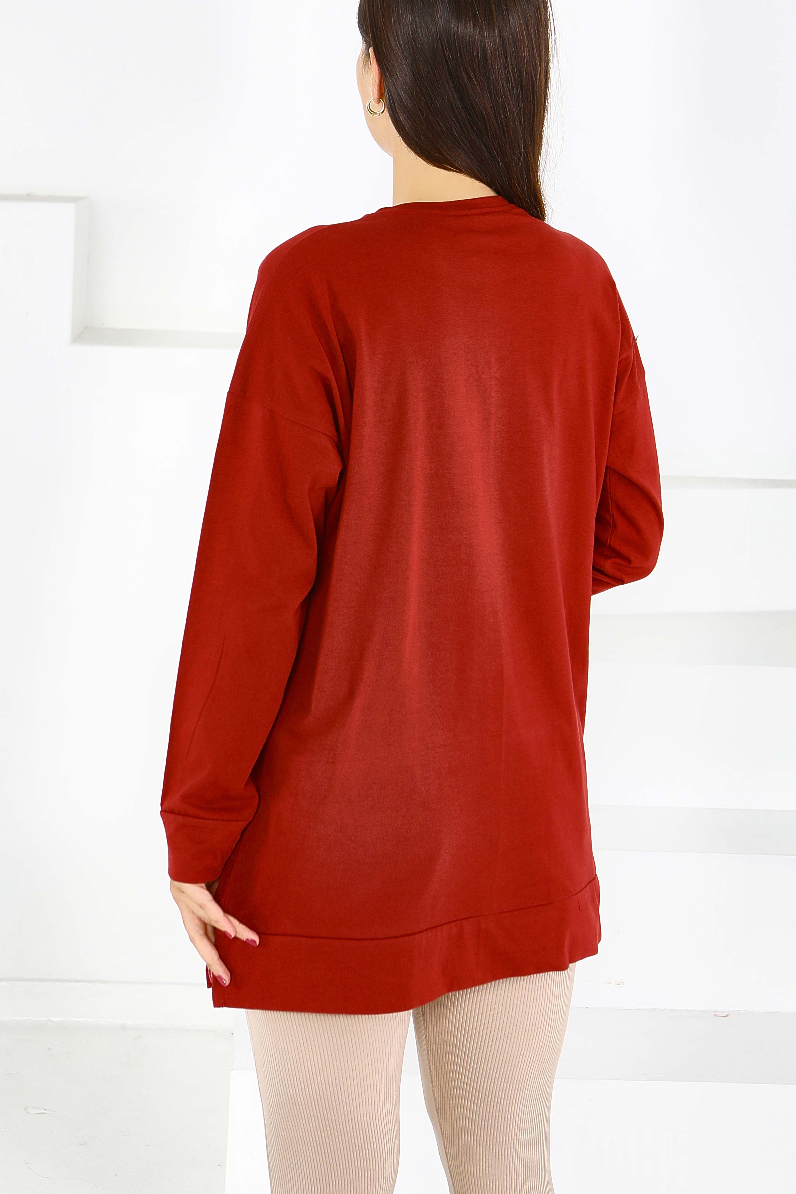 Uzun Kollu Taşlı Tunik - 27582 - 4