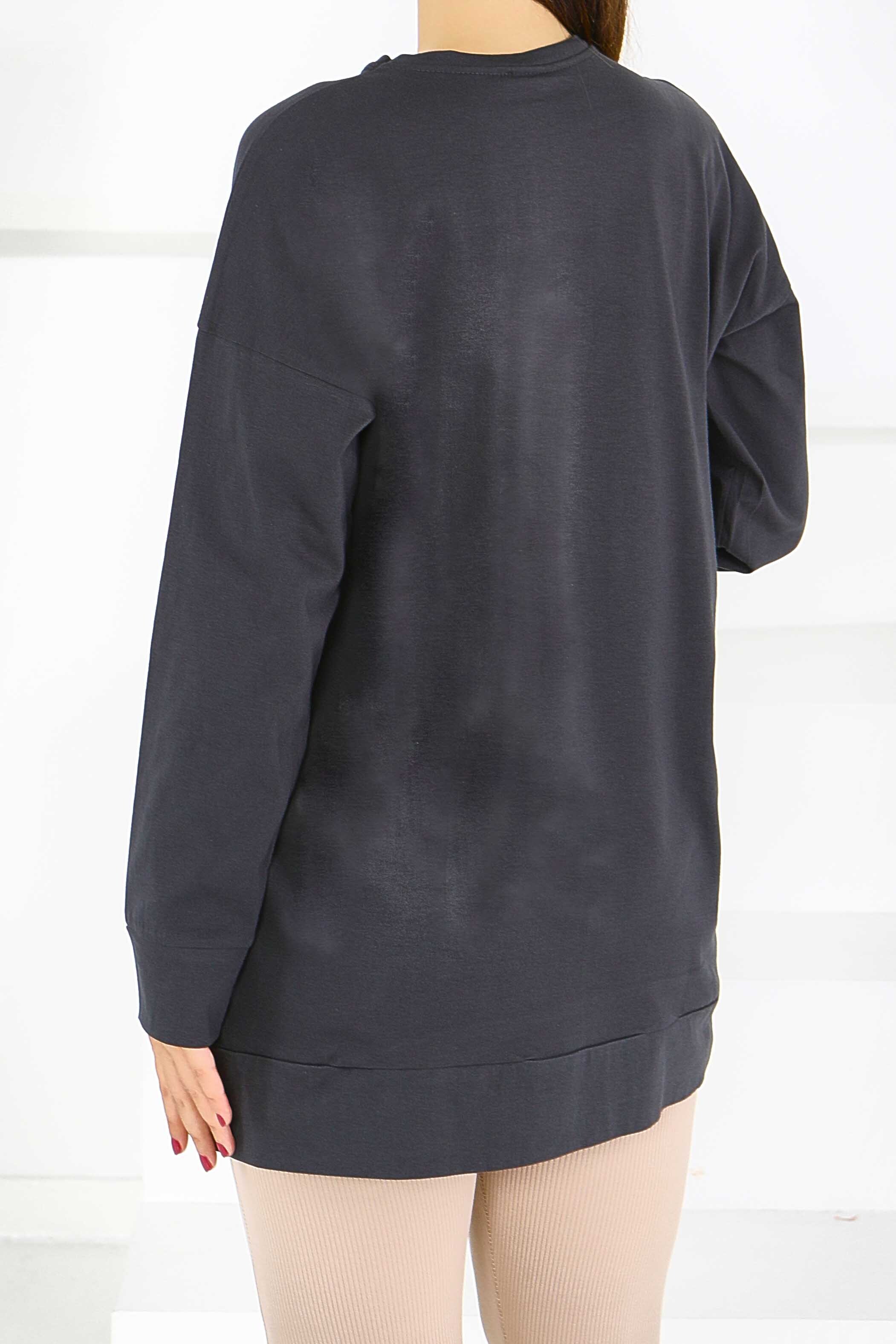 Uzun Kollu Taşlı Tunik - 27582 - 4