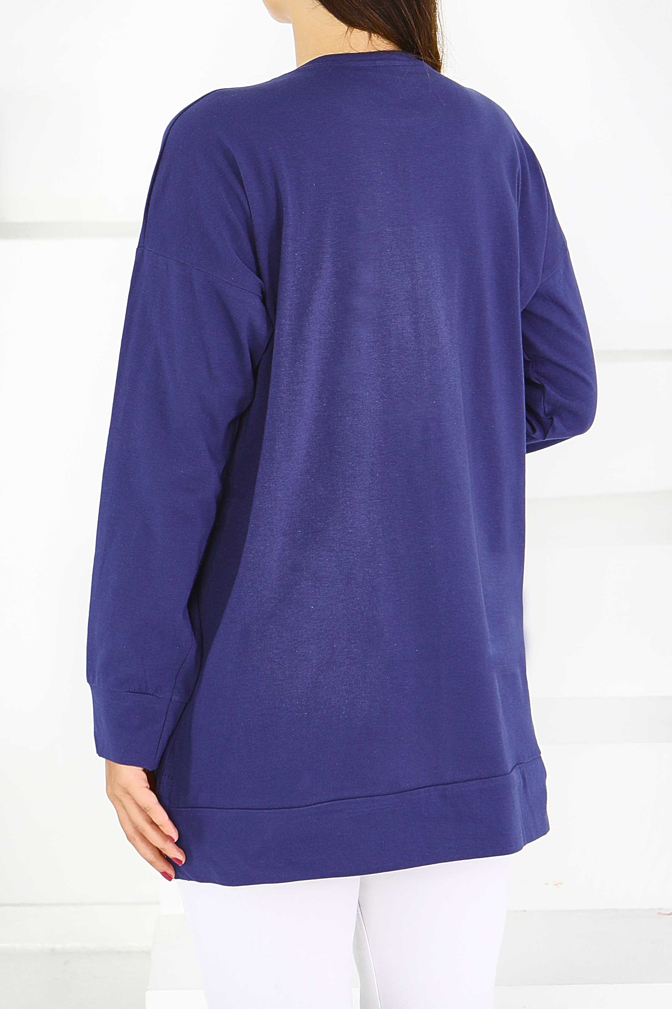 Uzun Kollu Taşlı Tunik - 27582 - 4