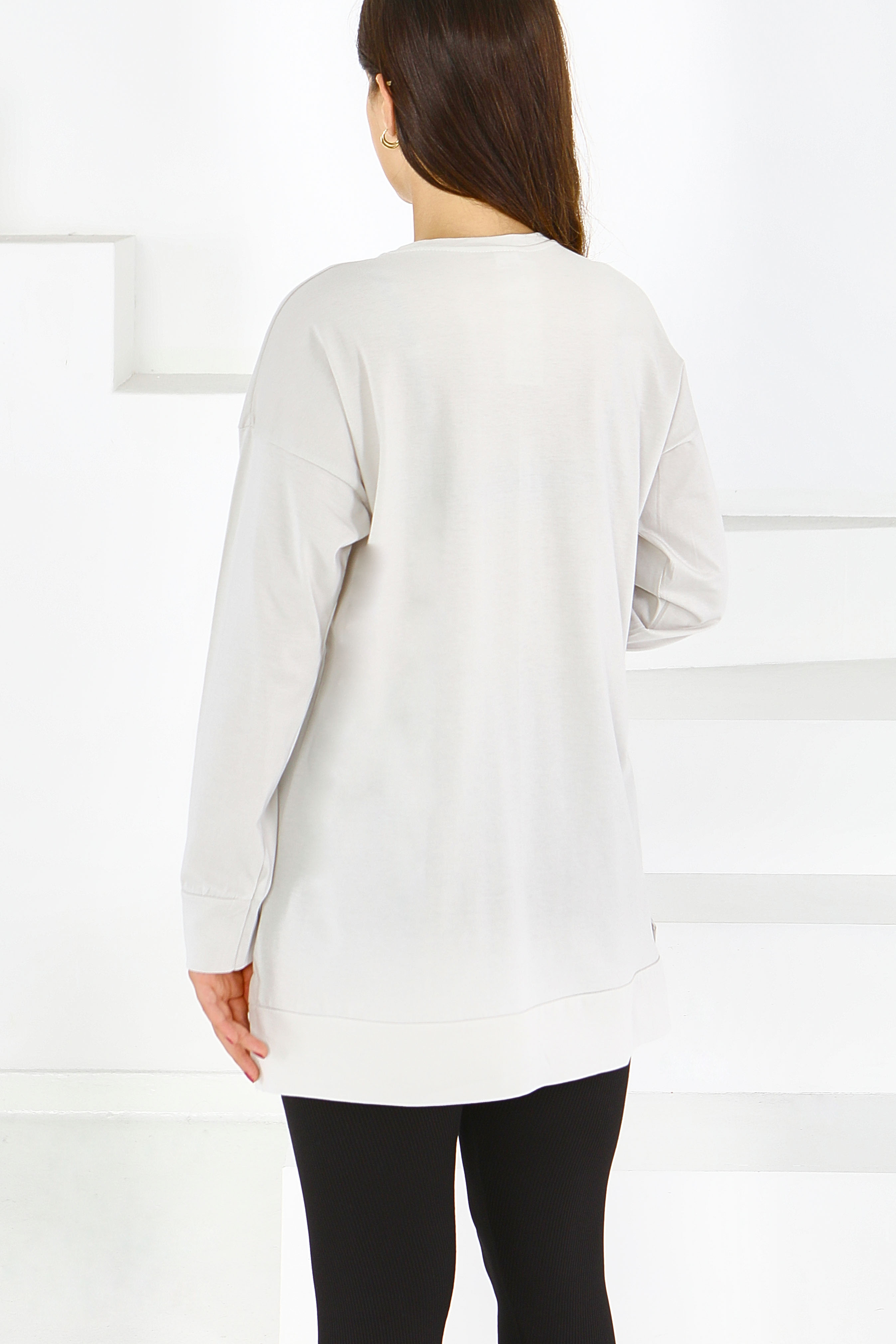 Uzun Kollu Taşlı Tunik - 27582 - 4