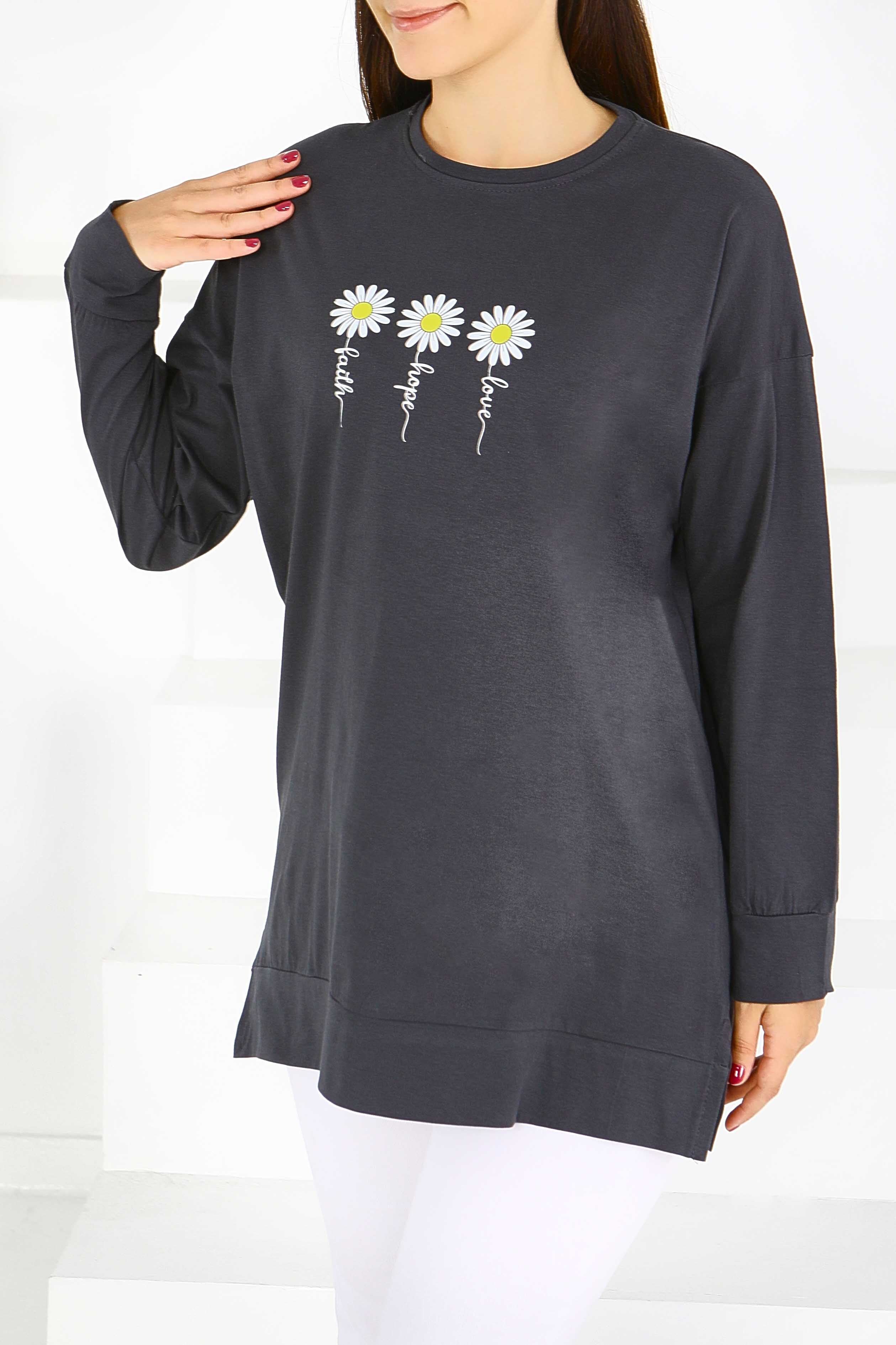 Uzun Kollu Baskılı Tunik - 27583 - 3