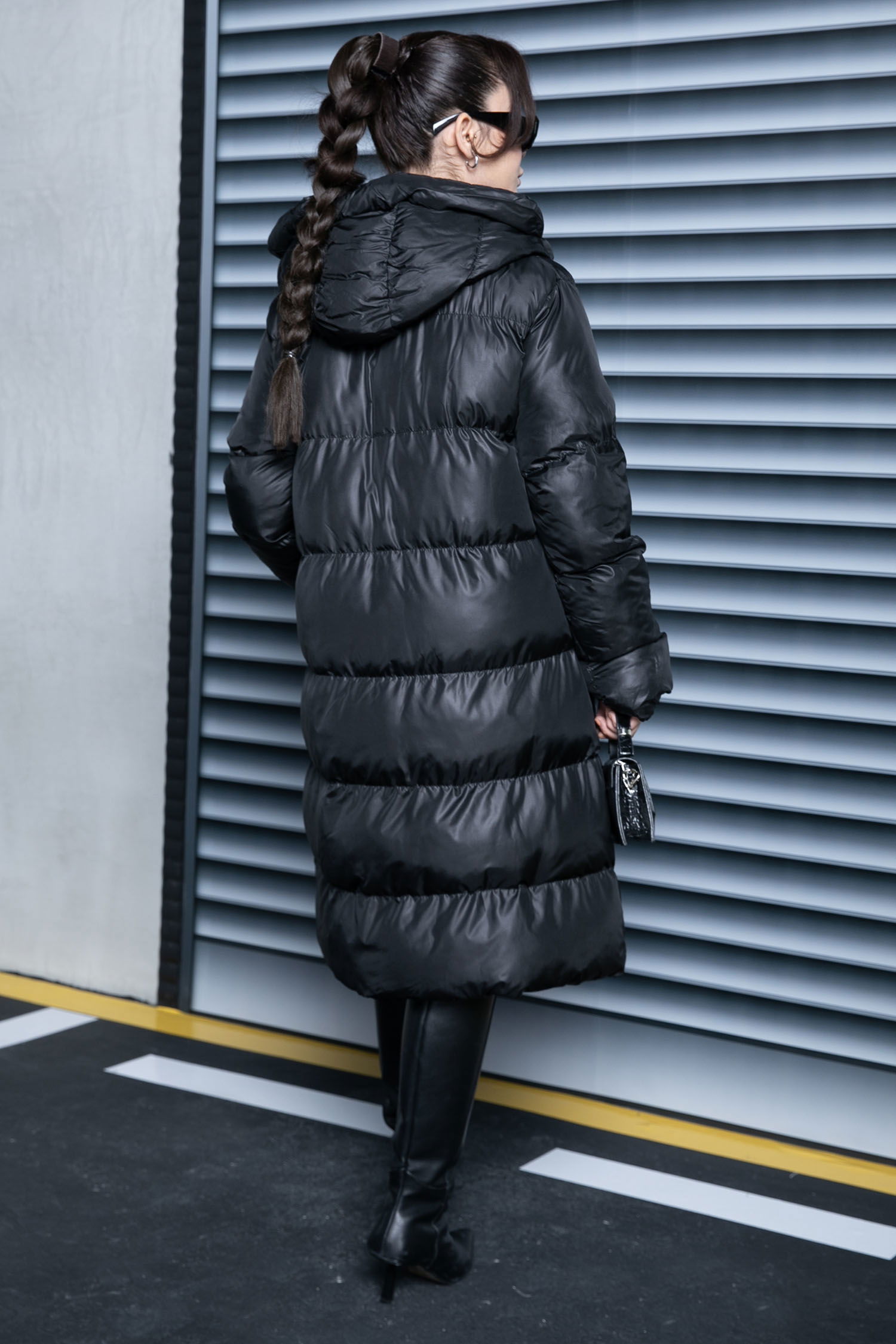 Uzun Şişme Mont Siyah - 26741 - 7