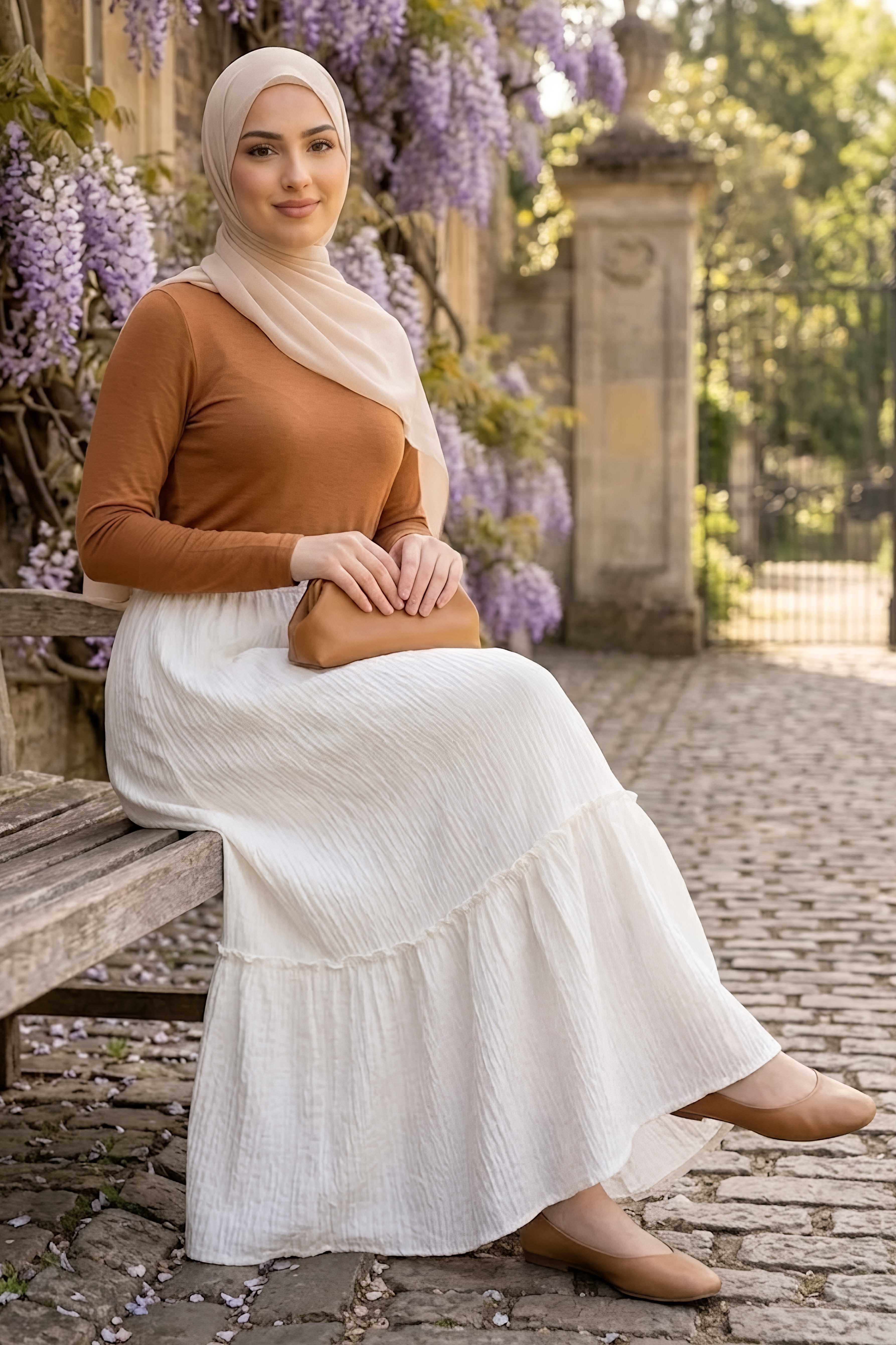 Volanlı Etek Beyaz - 2137-BEYAZ - 1