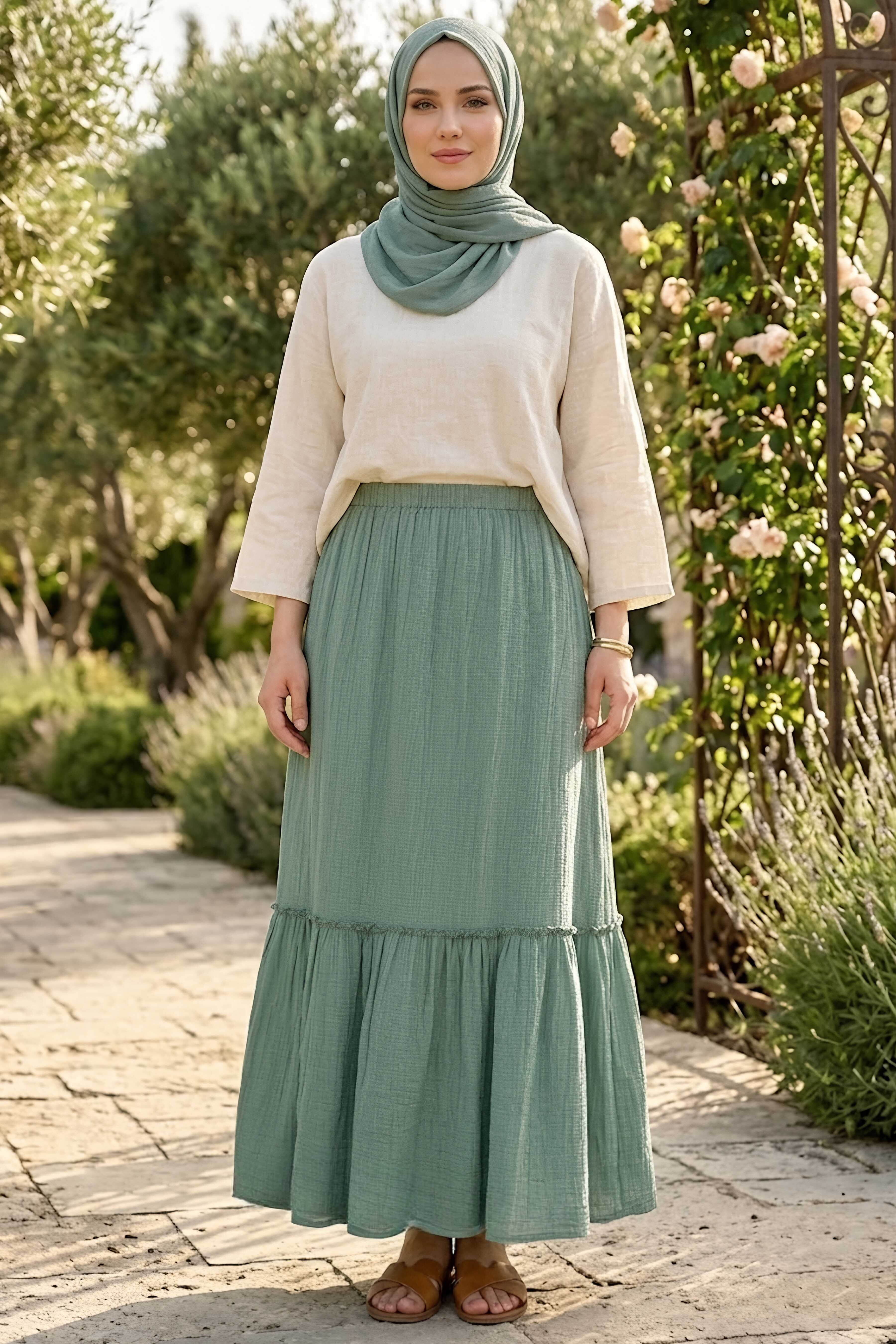 Volanlı Etek Mint - 2137-MINT - 2