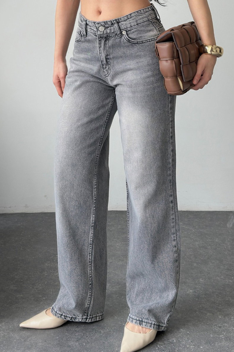 Wide Leg Palazzo Kot Pantolon - 28278-GRI - 2