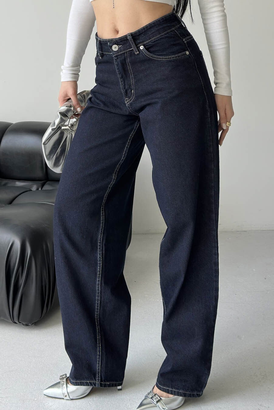 Wide Leg Palazzo Kot Pantolon - 28279-KOYU-LACIVERT - 2