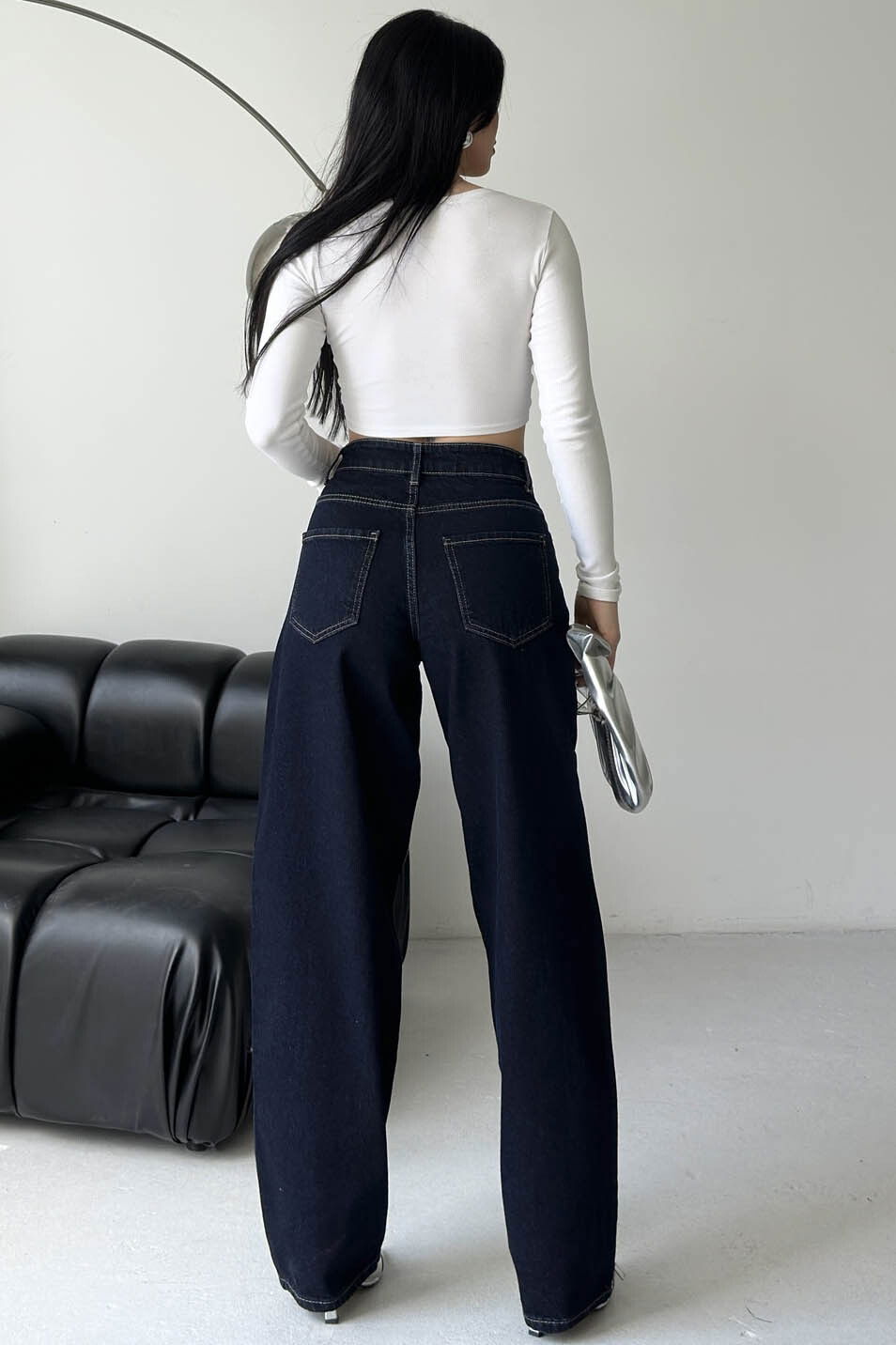 Wide Leg Palazzo Kot Pantolon - 28279-KOYU-LACIVERT - 5