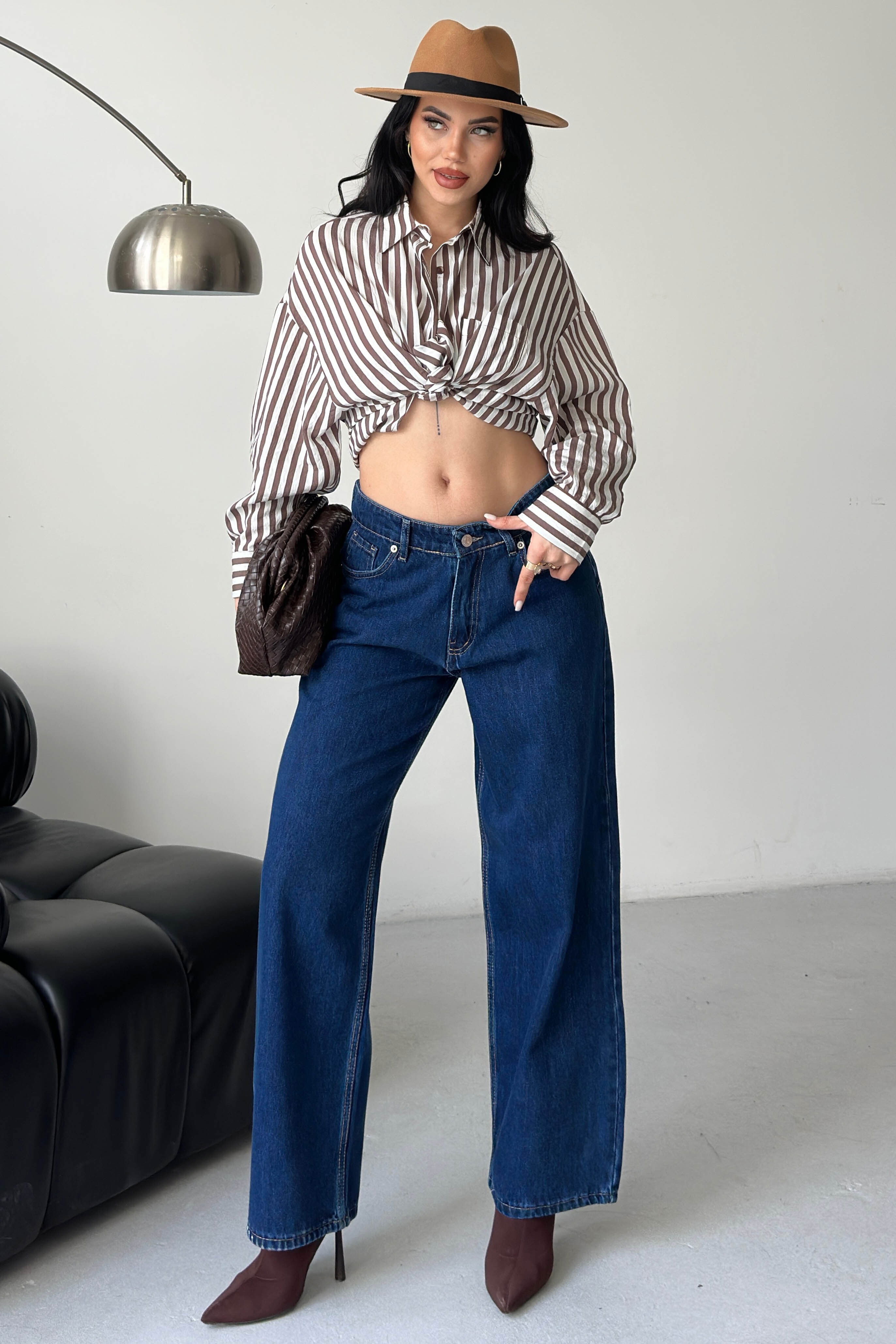 Wide Leg Palazzo Kot Pantolon - 28279-MAVI - 1