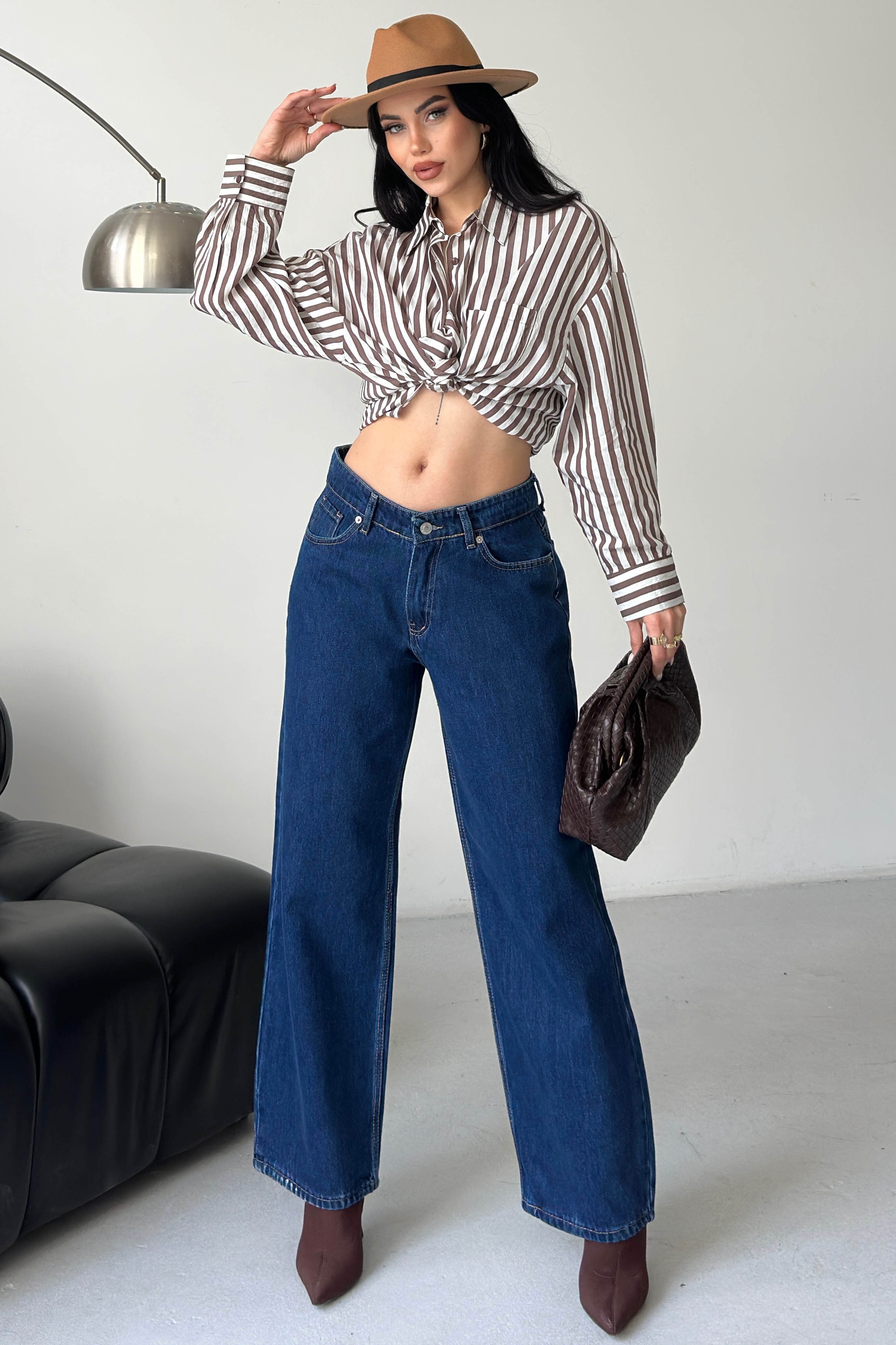 Wide Leg Palazzo Kot Pantolon - 28279-MAVI - 4