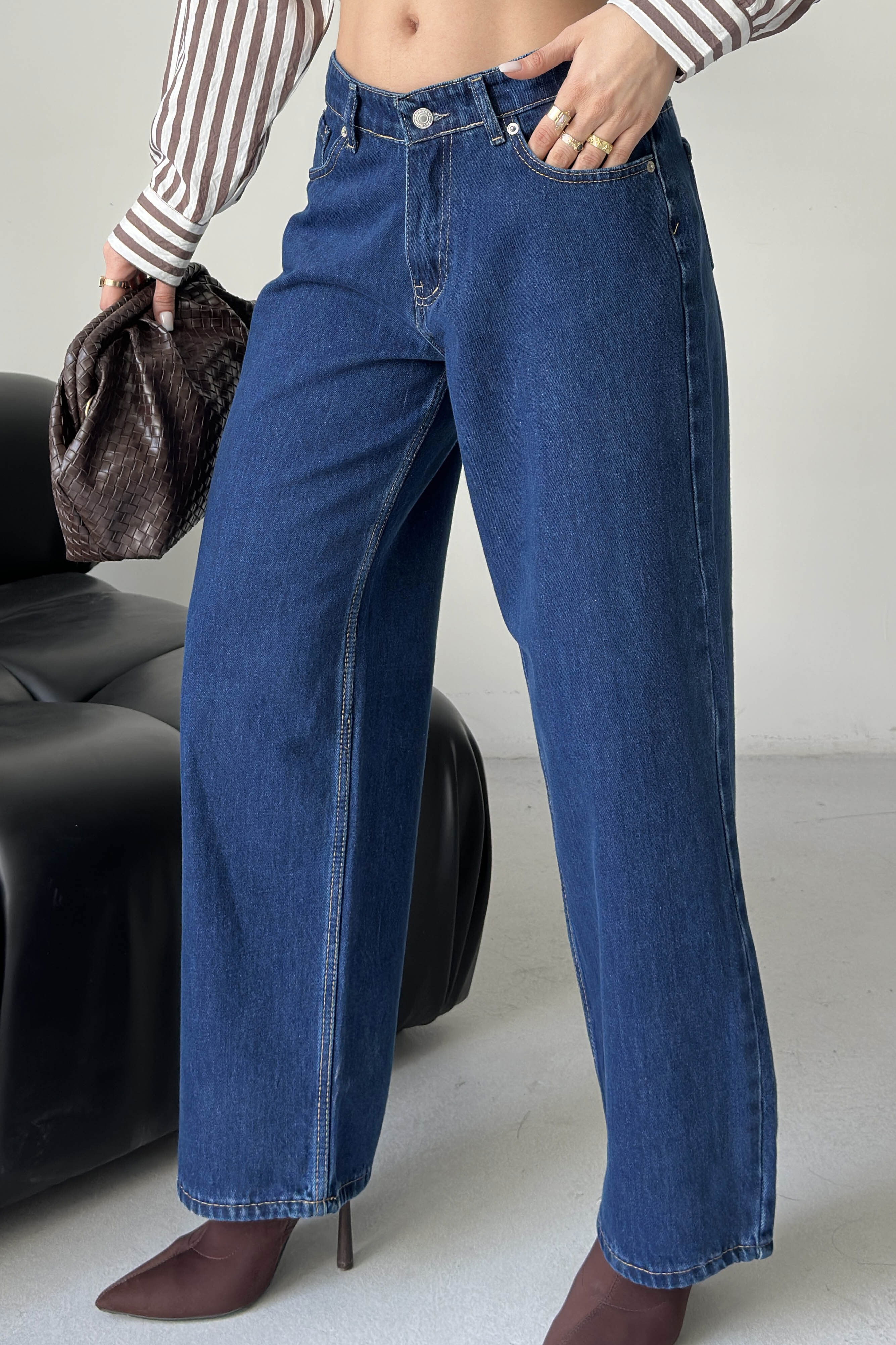 Wide Leg Palazzo Kot Pantolon - 28279-MAVI - 5