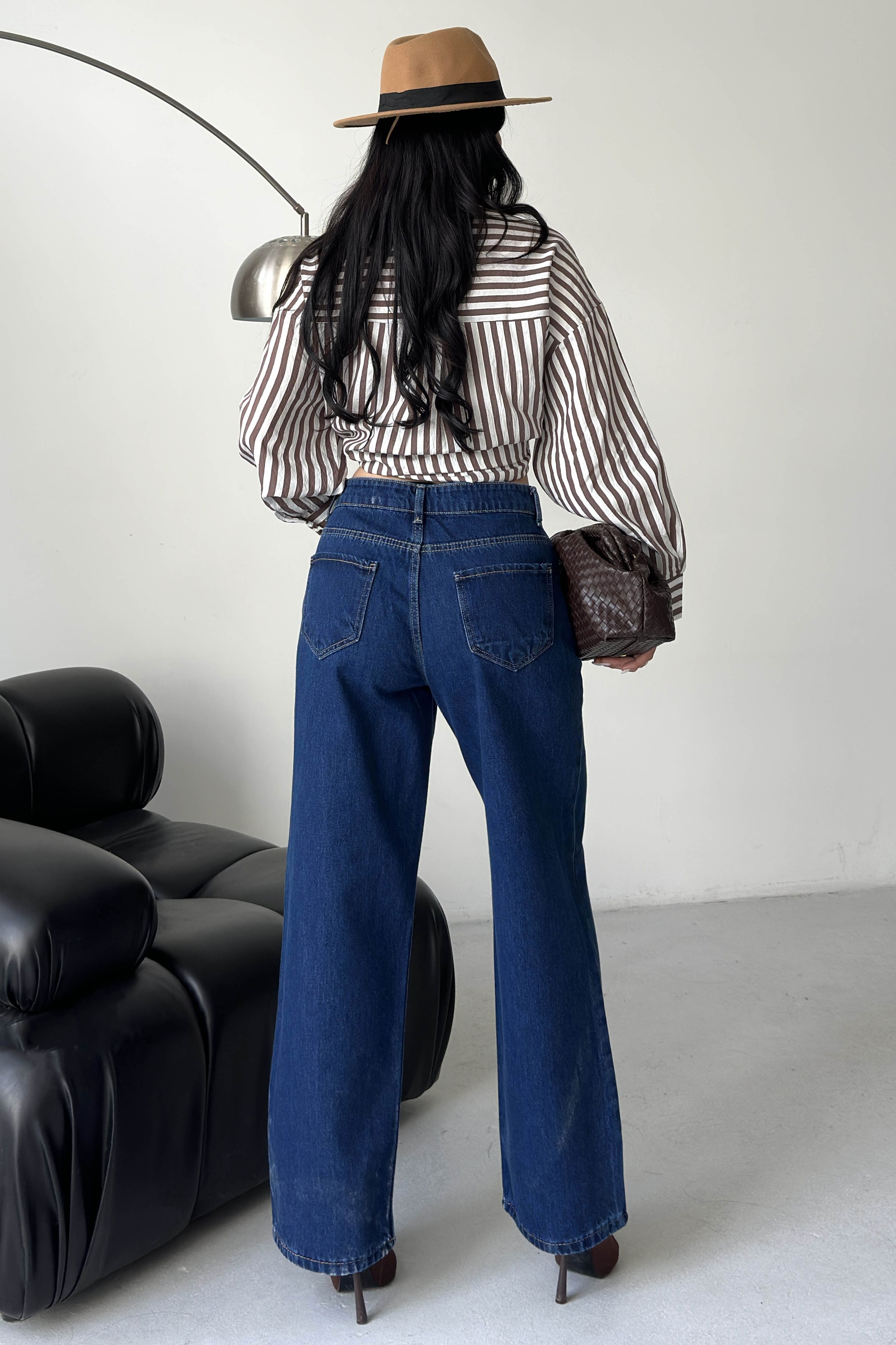 Wide Leg Palazzo Kot Pantolon - 28279-MAVI - 6