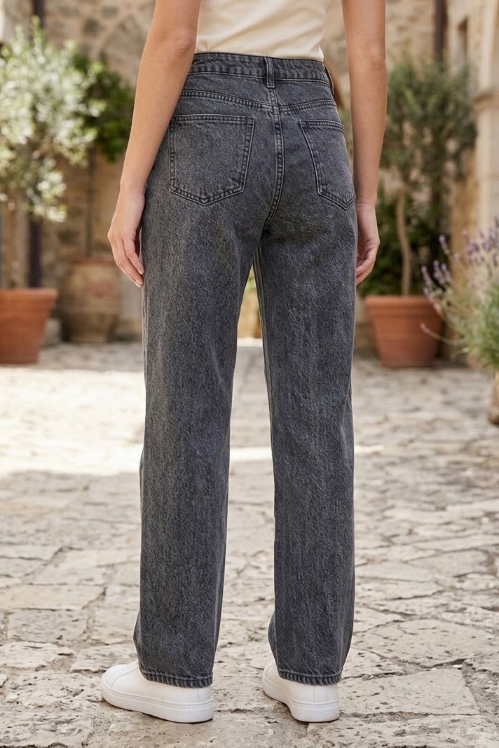 Wide Leg Palazzo Kot Pantolon Gri - 3003-GRI - 3