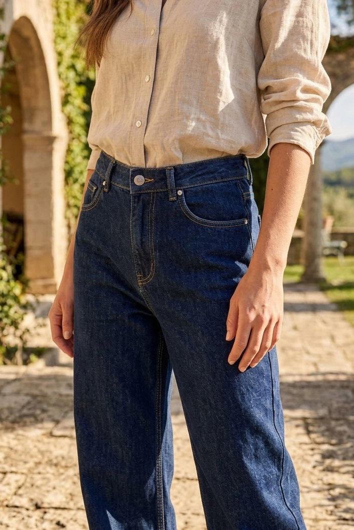 Wide Leg Palazzo Kot Pantolon Lacivert - 3003-LACIVERT - 3