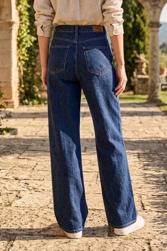 Wide Leg Palazzo Kot Pantolon Lacivert - 3003-LACIVERT - 4