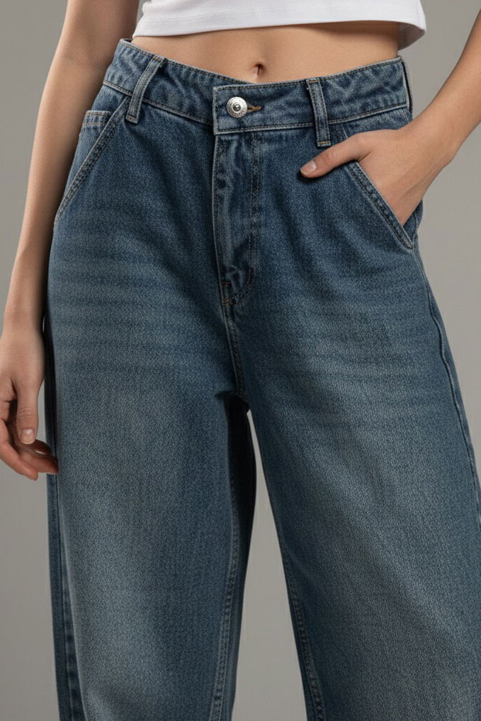 Yan Cepli Baggy Pantolon - 27359-YESIL-TINT-YIKAMA - TOFİSA