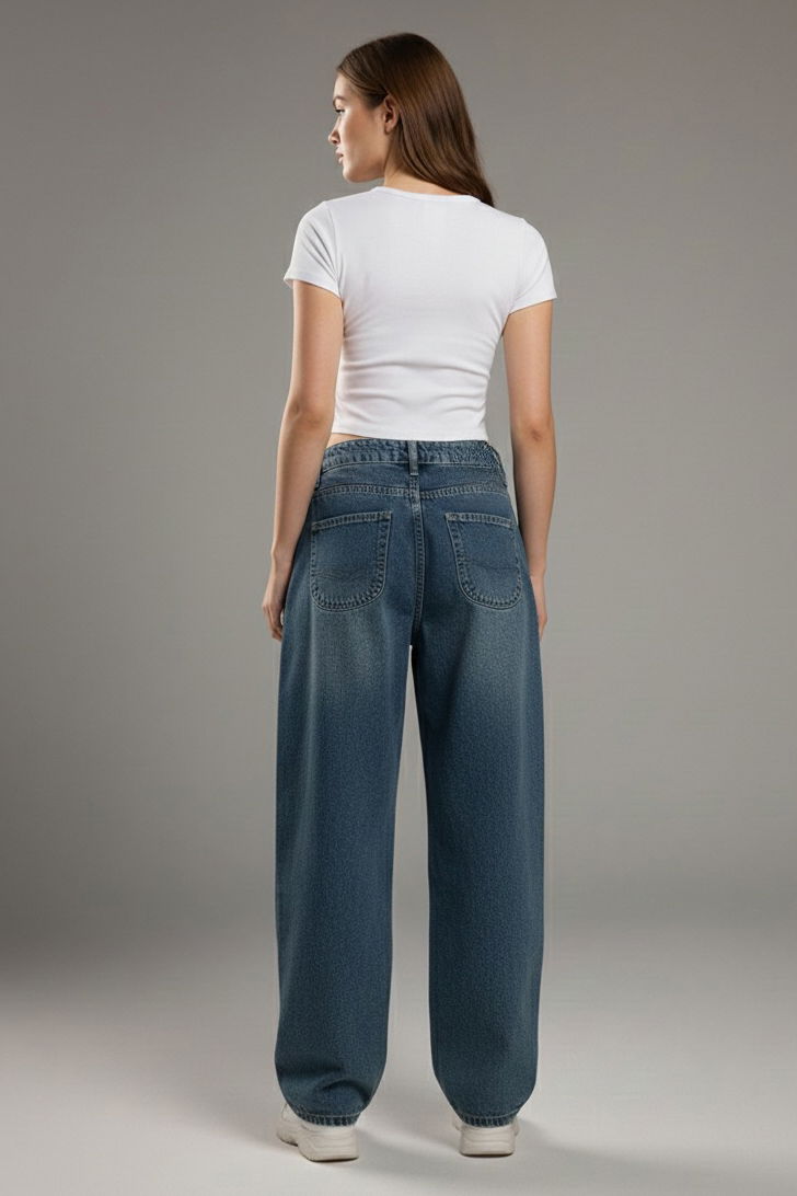 Yan Cepli Baggy Pantolon - 27359-YESIL-TINT-YIKAMA - TOFİSA