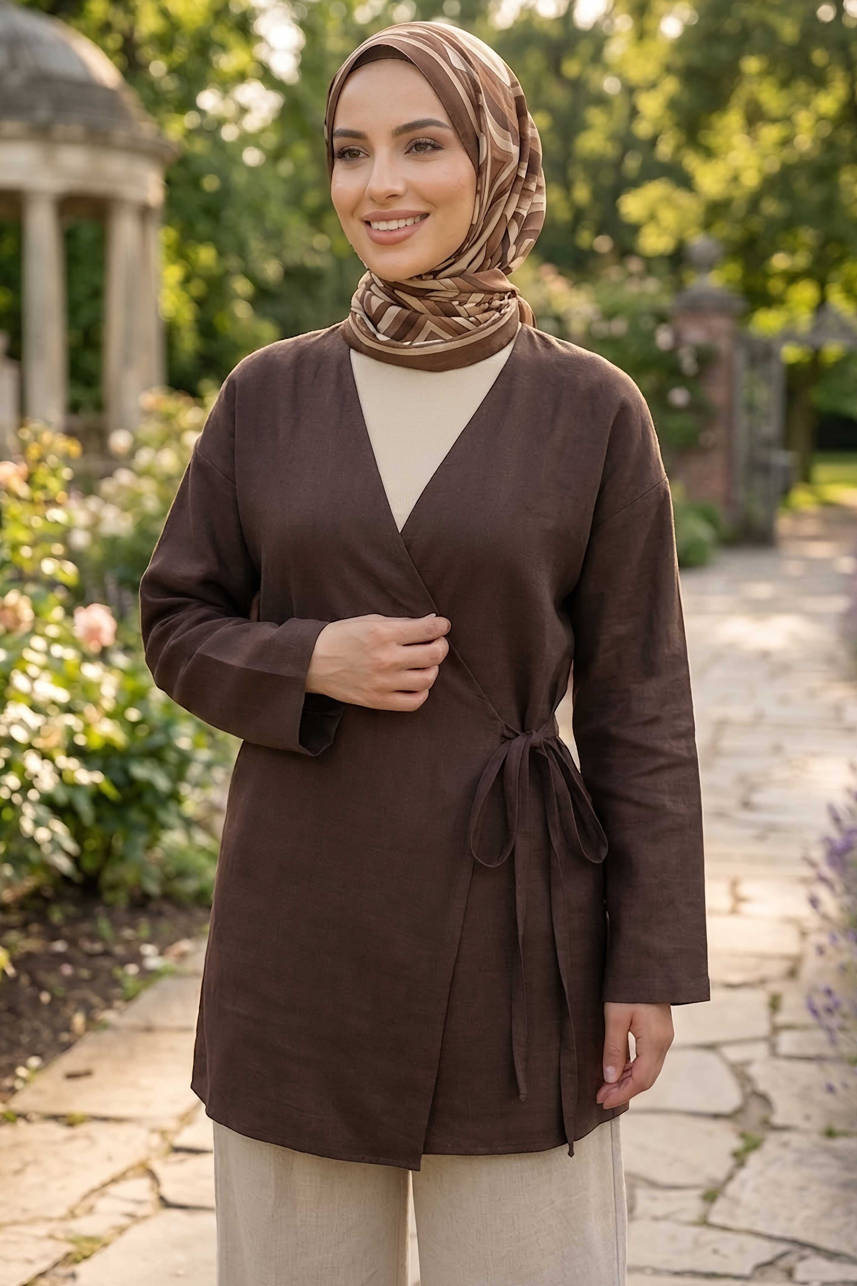 Yandan Bağcık Detaylı Ceket Kahve - 2149-KAHVE - 1