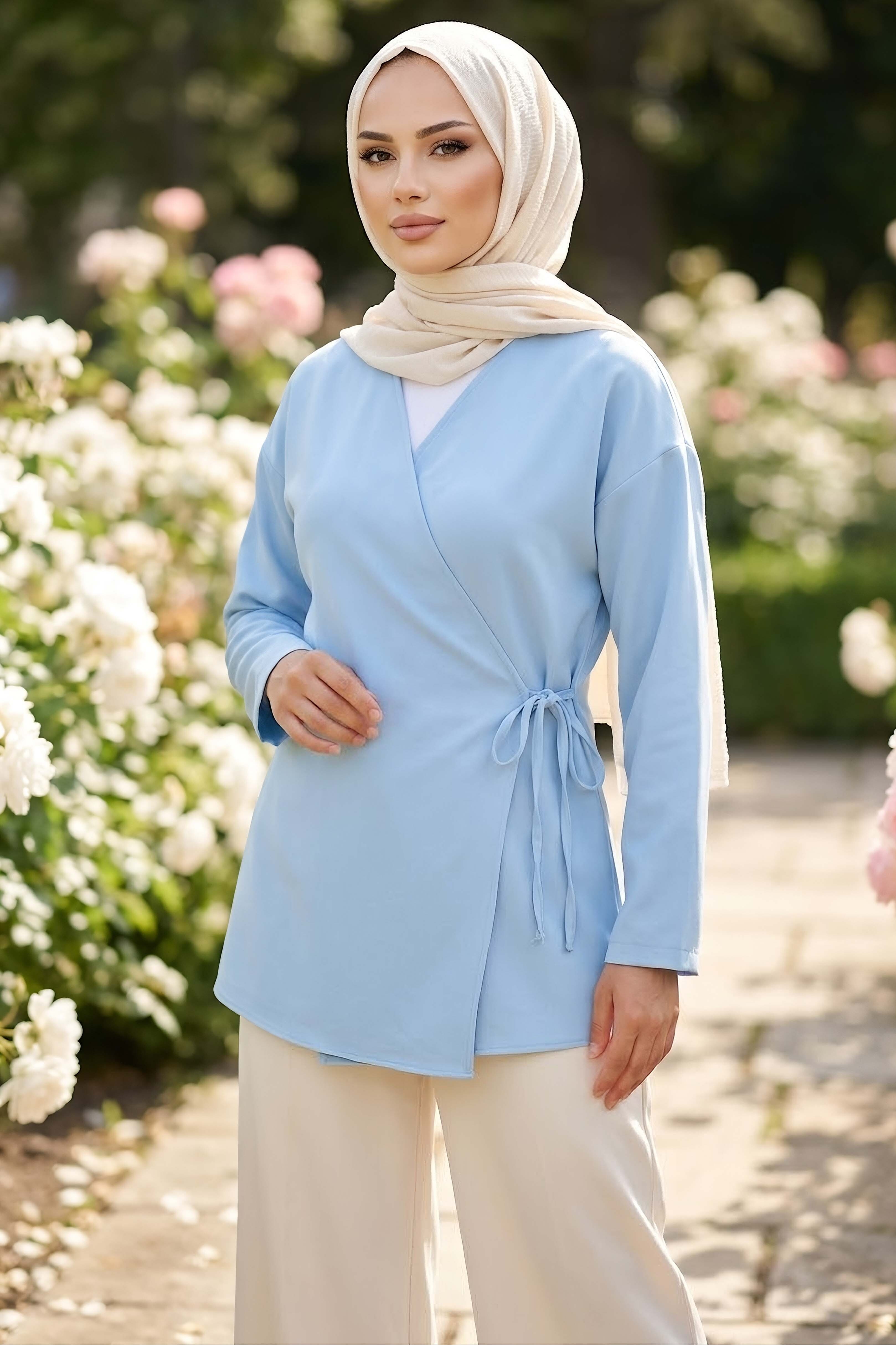 Yandan Bağlamalı Ceket Bebe Mavi - 28766-BEBE-MAVI - 2