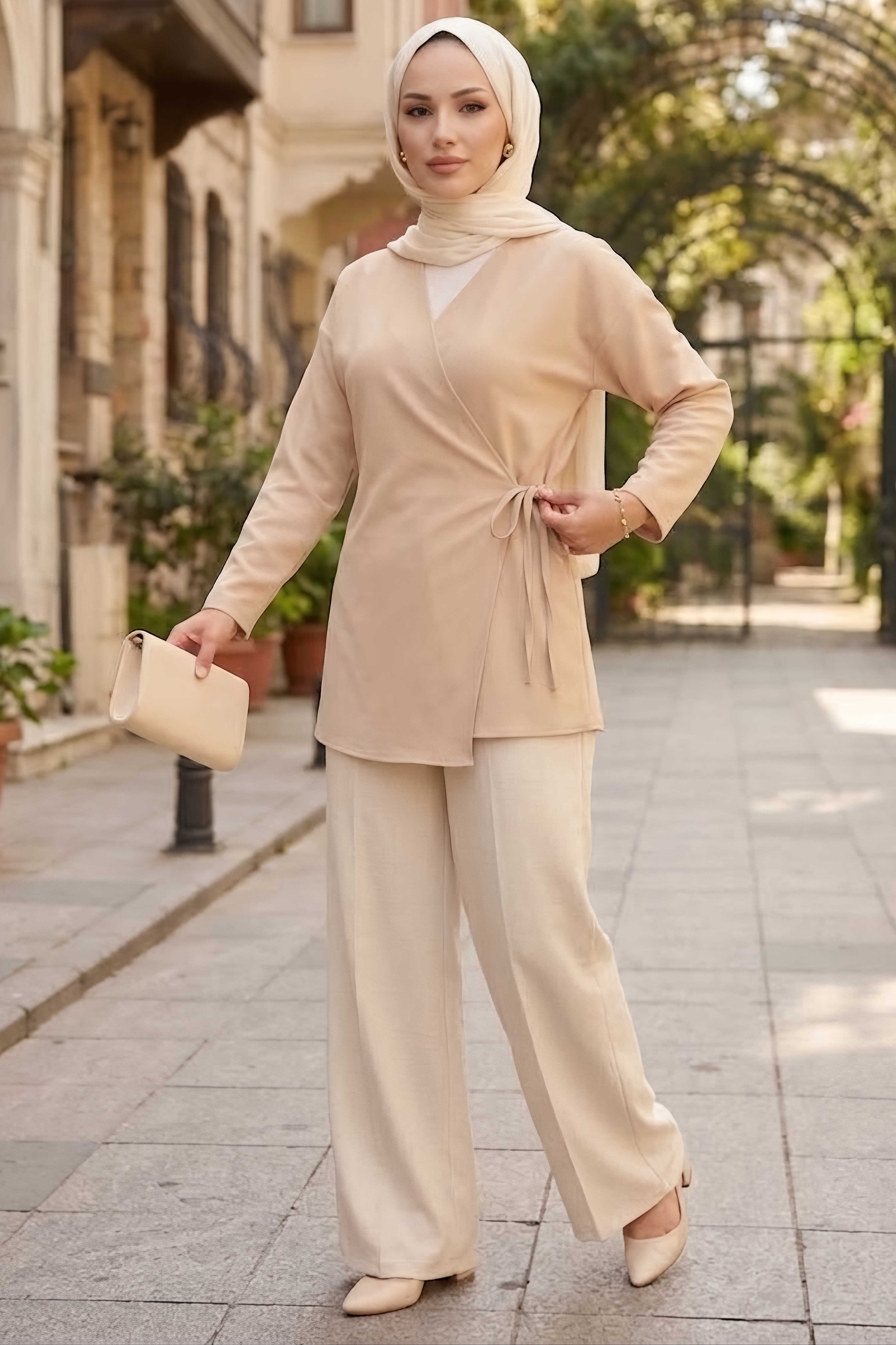 Yandan Bağlamalı Ceket Bej - 28766-BEJ - 2
