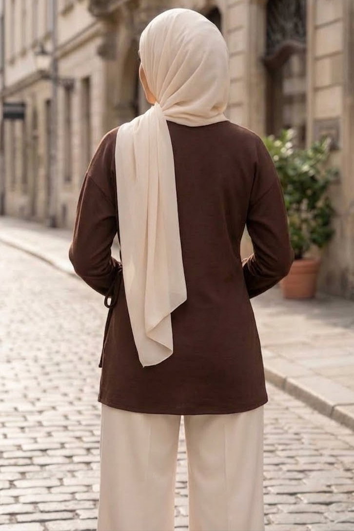 Yandan Bağlamalı Ceket Kahve - 28766-KAHVE - 3