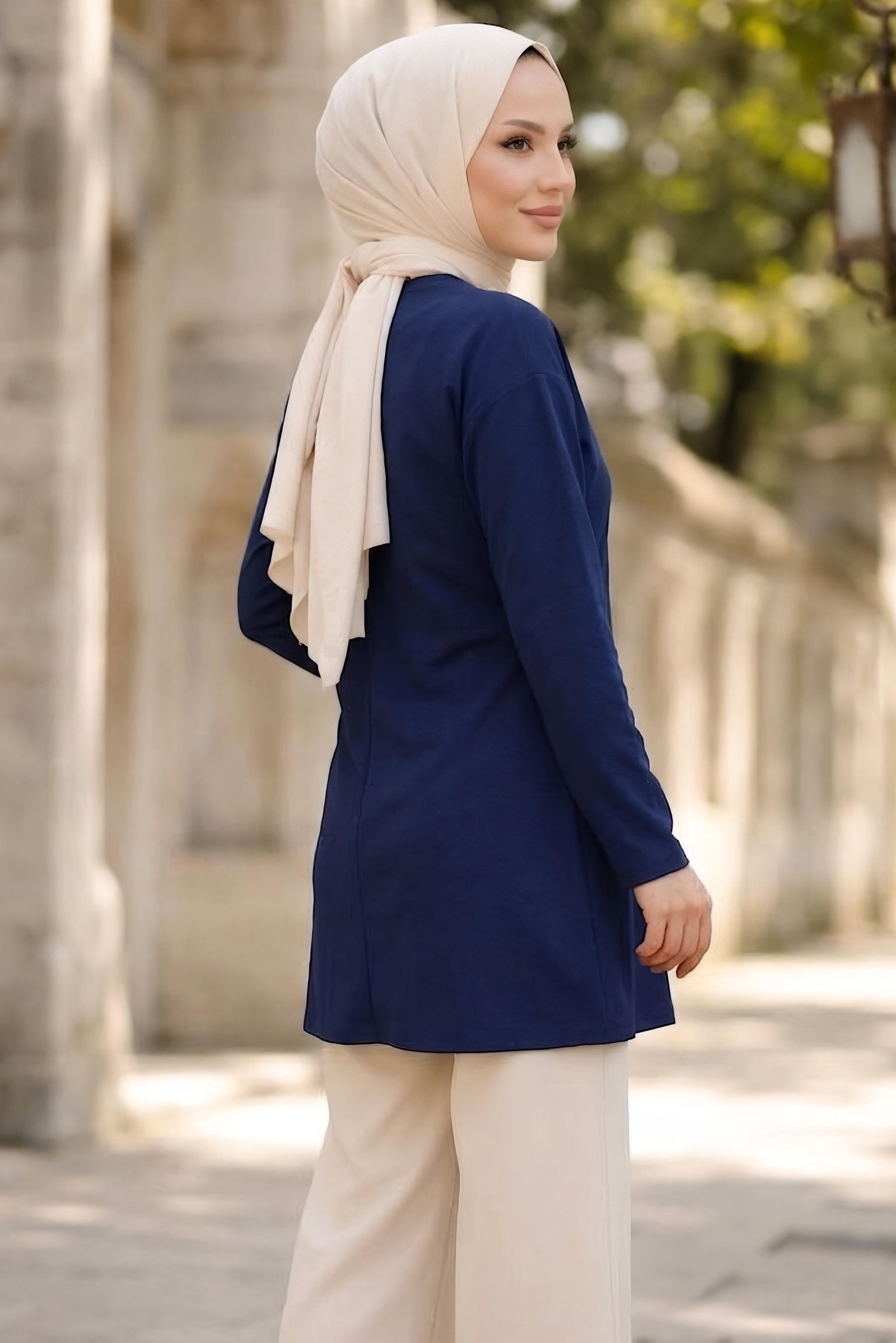 Yandan Bağlamalı Ceket Lacivert - 28766-LACIVERT - 3