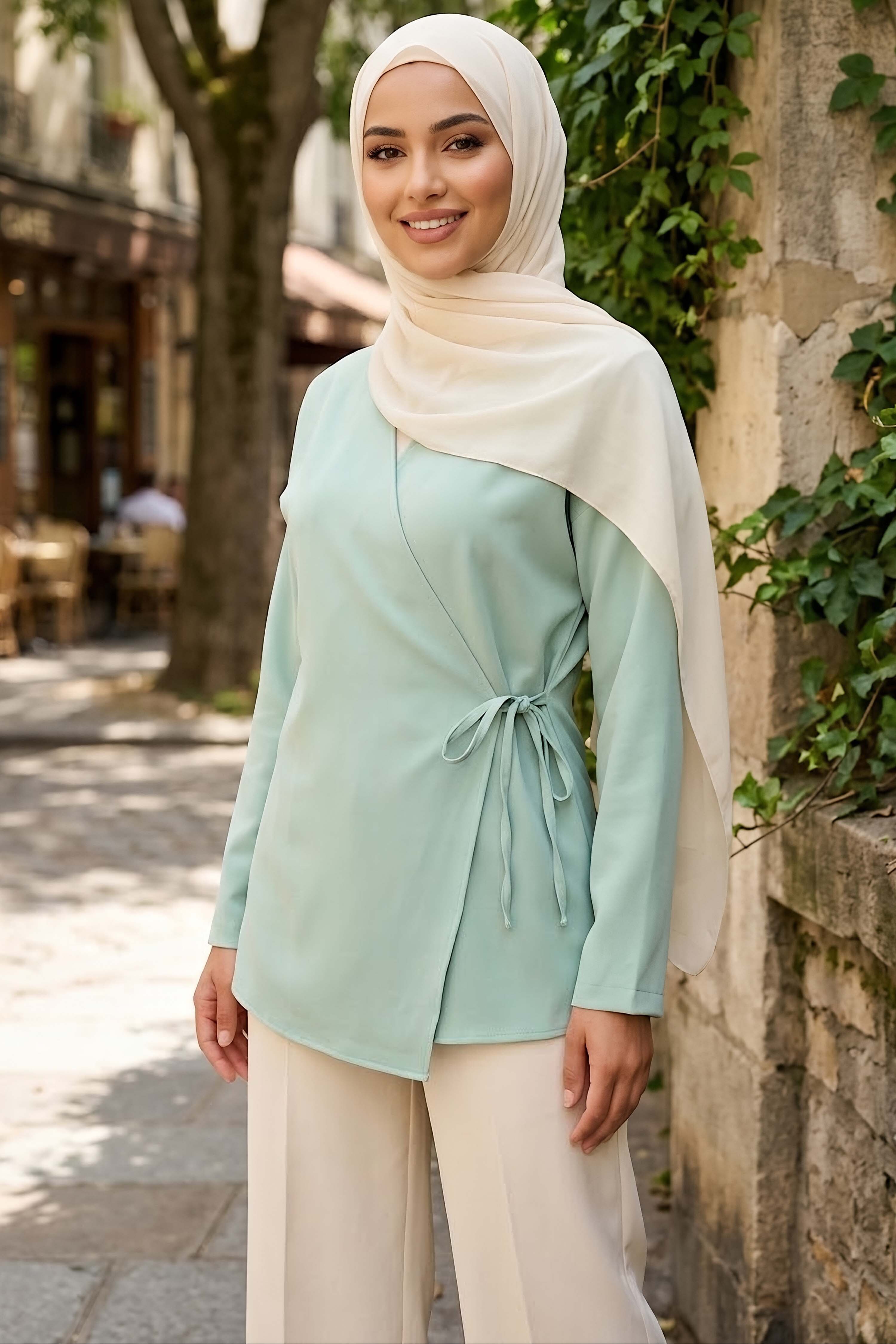 Yandan Bağlamalı Ceket Mint - 28766-MINT - 2