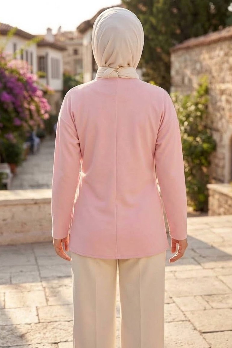 Yandan Bağlamalı Ceket Pembe - 28766-PEMBE - 3