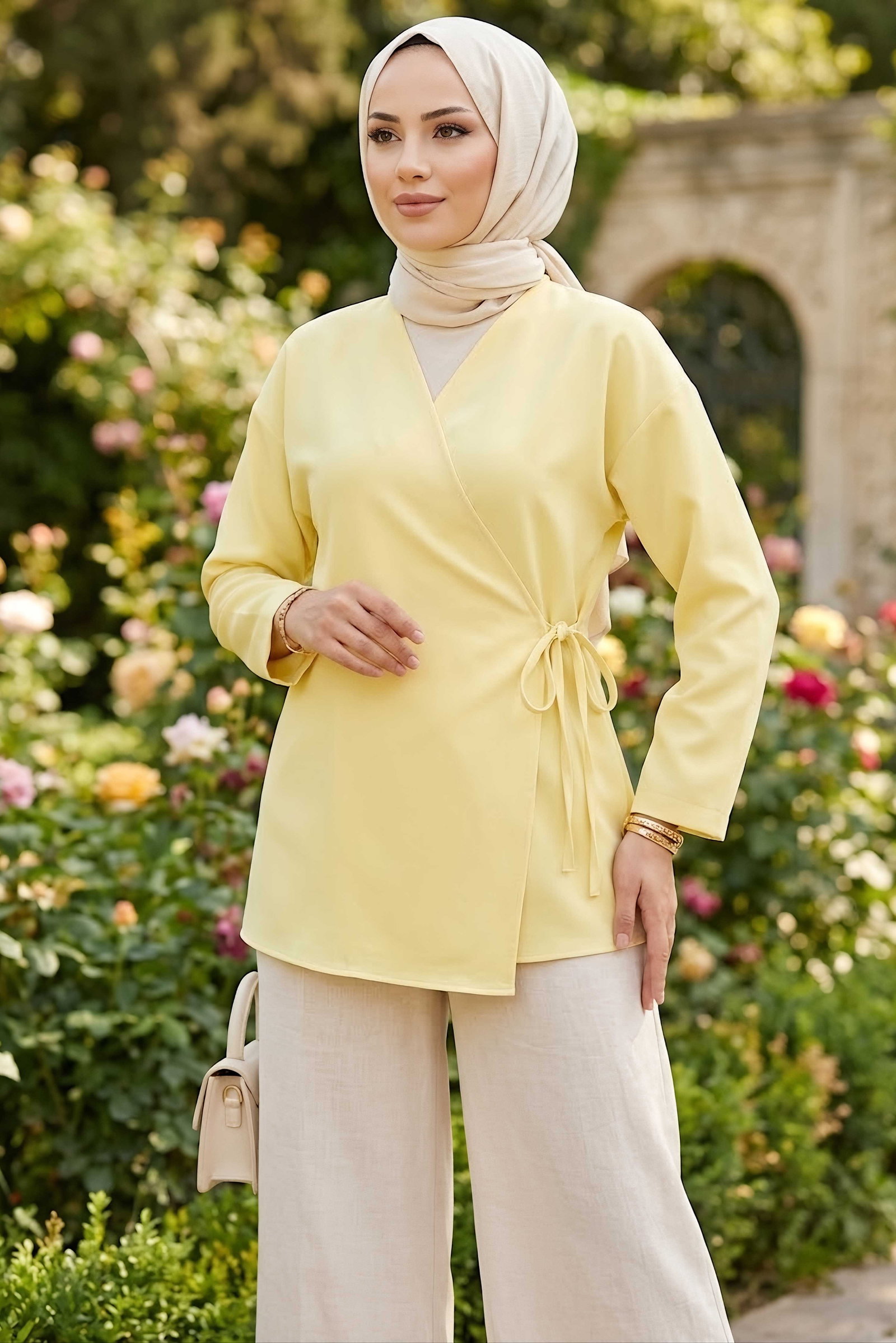 Yandan Bağlamalı Ceket Sari - 28766-SARI - 2