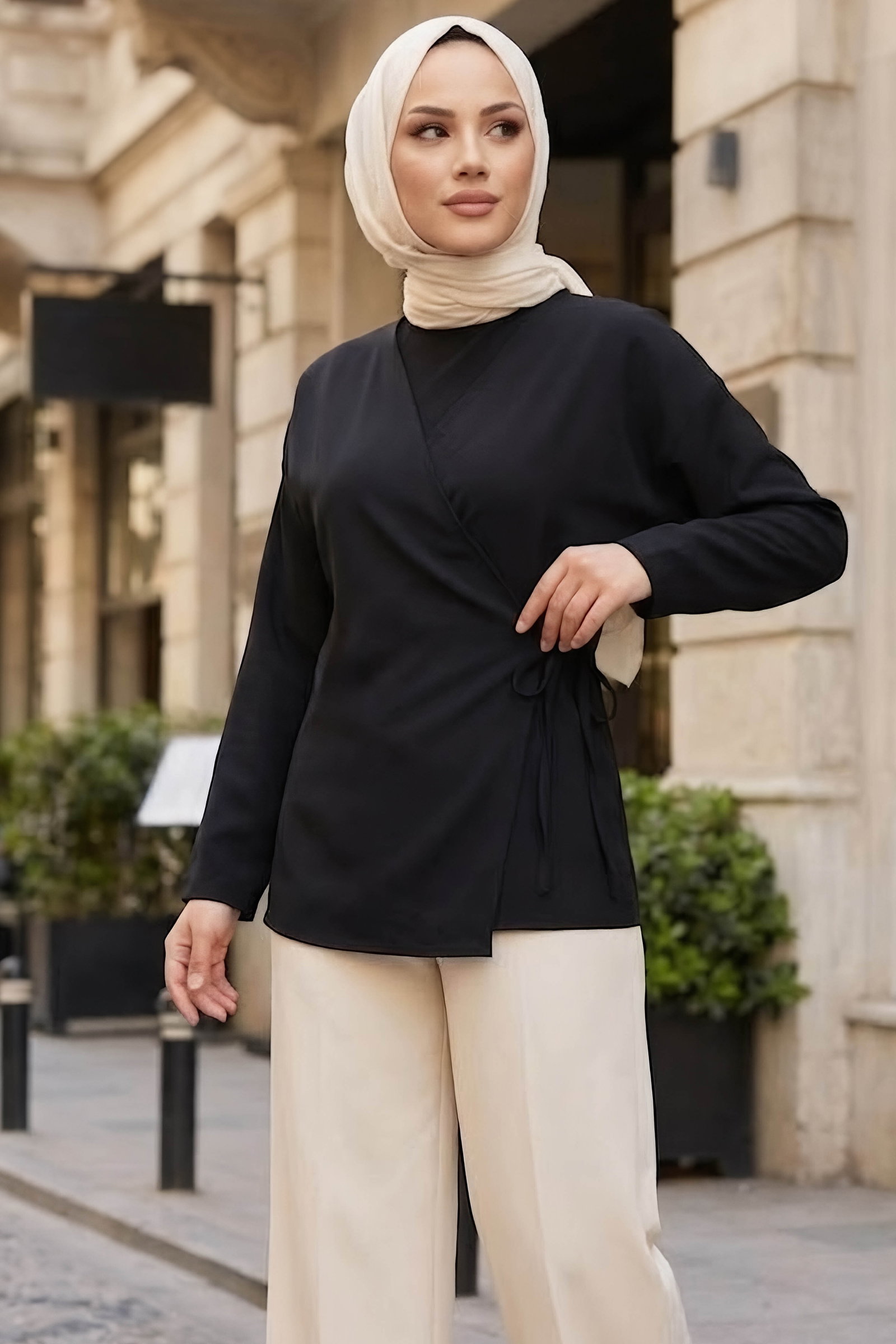 Yandan Bağlamalı Ceket Siyah - 28766-SIYAH - 2