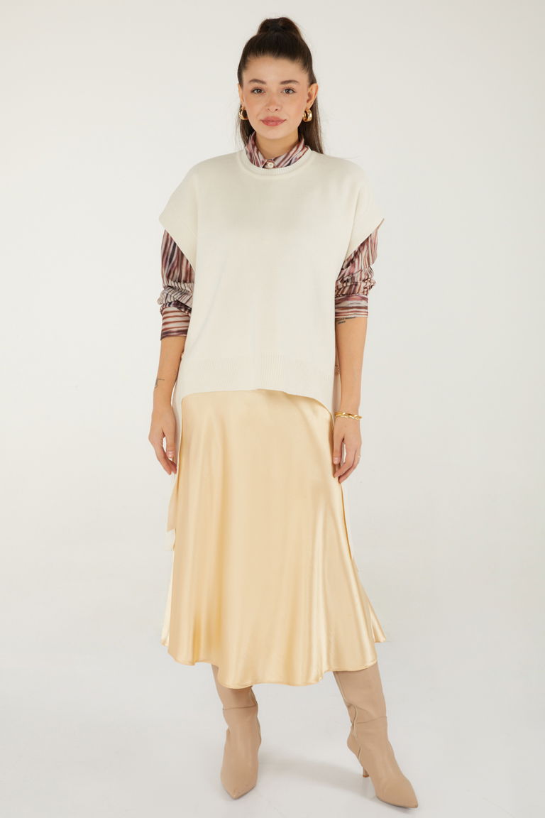 Yandan Bağlamalı Düğmeli Triko Süveter - 27638 - TOFİSA